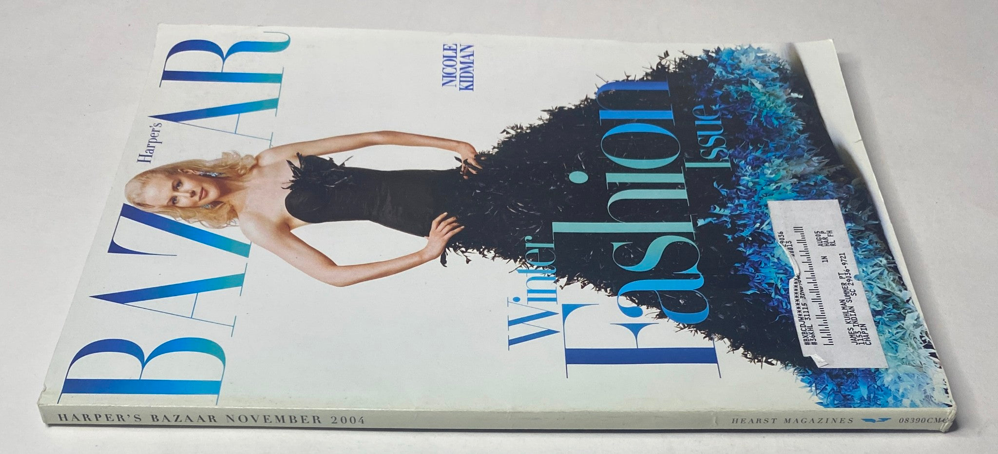 Cover of Harper's Bazaar Magazine November 2004 featuring Nicole Kidman in a sculptural black dress. The magazine emphasizes the Winter Fashion Issue theme.