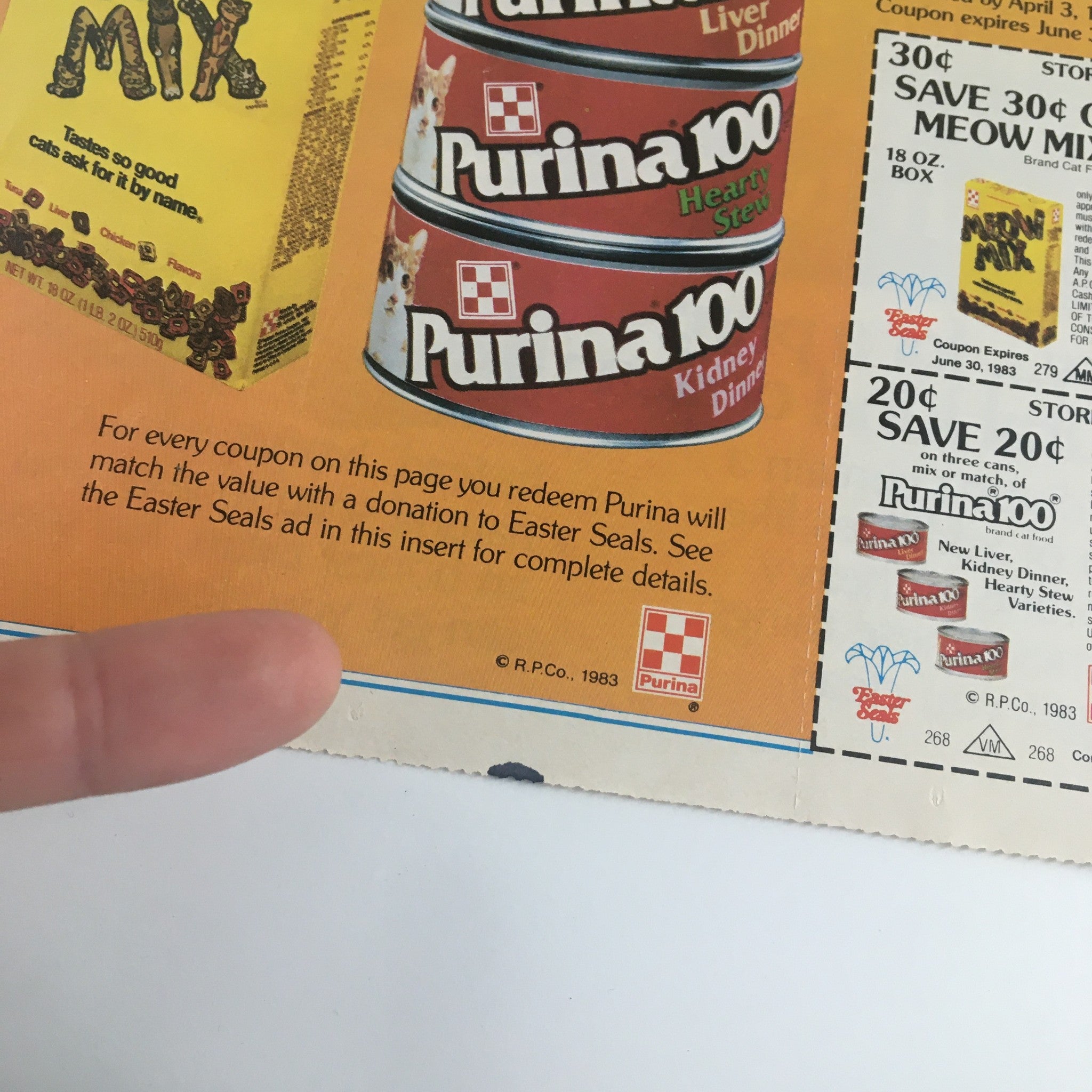 1983 Purina 00 Liver Dinner Cat Foods Circular Coupon Advertisement