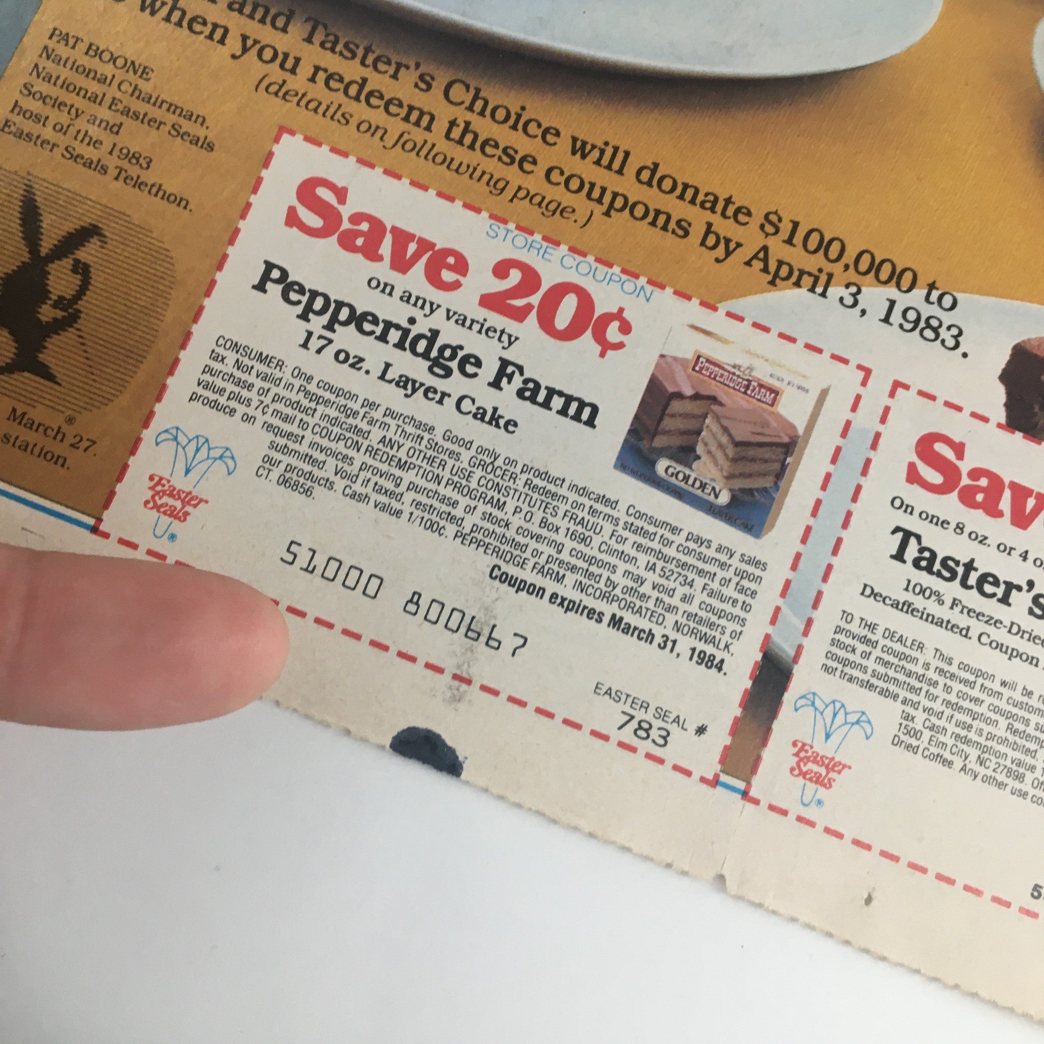 1983 Pepperidge Farm and Taster's Choice Coffee Circular Coupon Advertisement