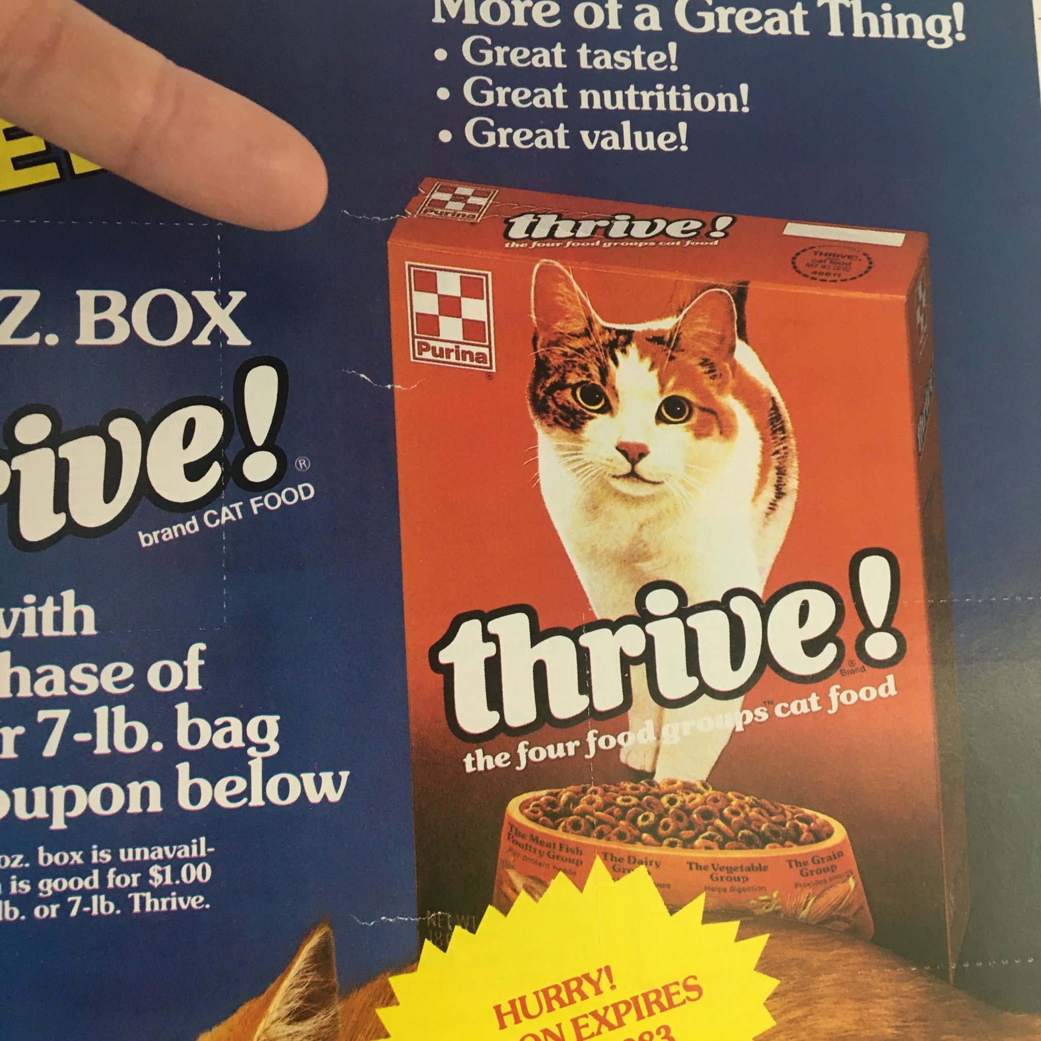 1983 Purina Thrive Cat Food Circular Coupon Advertisement