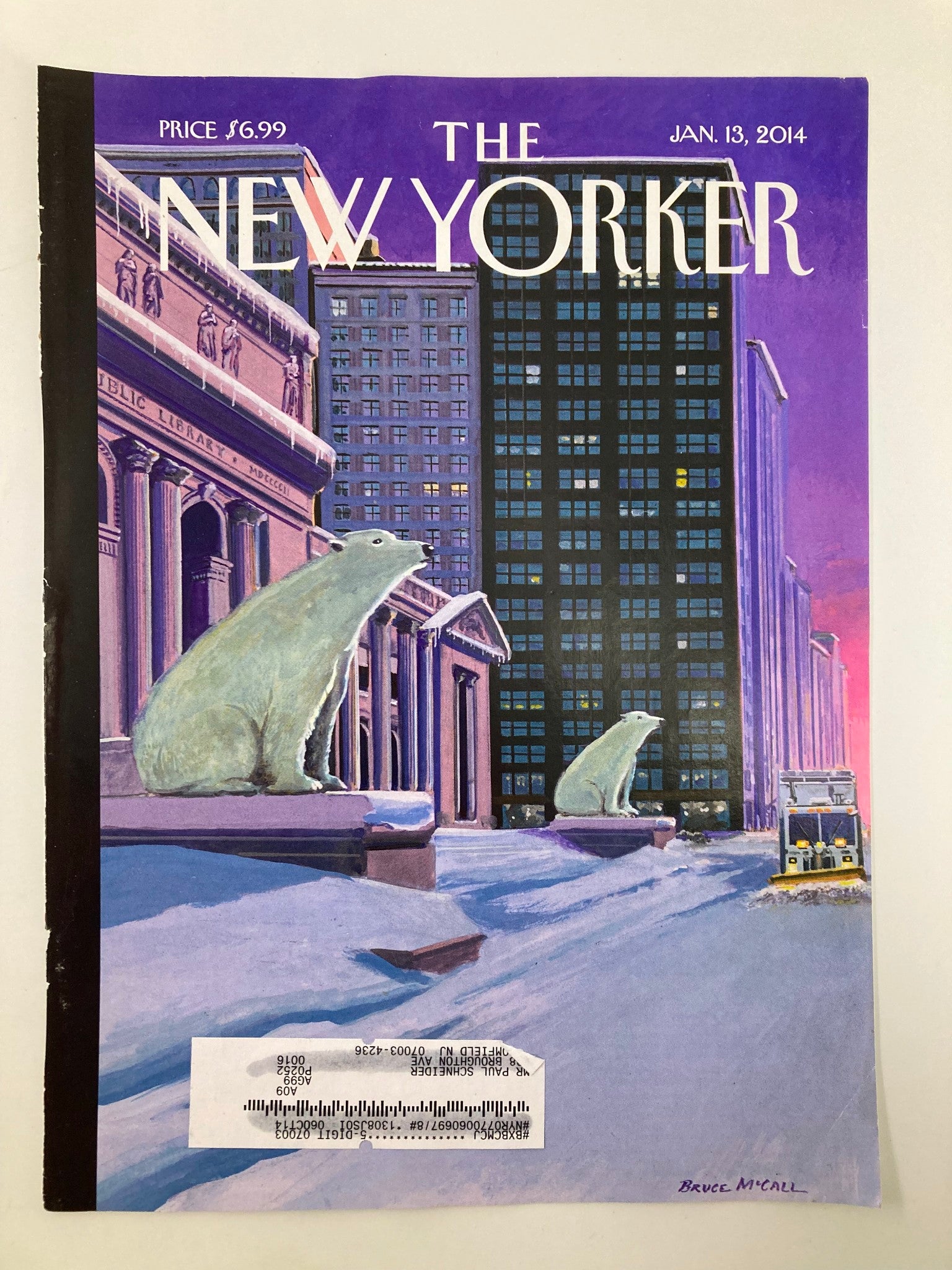 COVER ONLY The New Yorker January 13 2014 Polar Bears on 5th Avenue by B. McCall