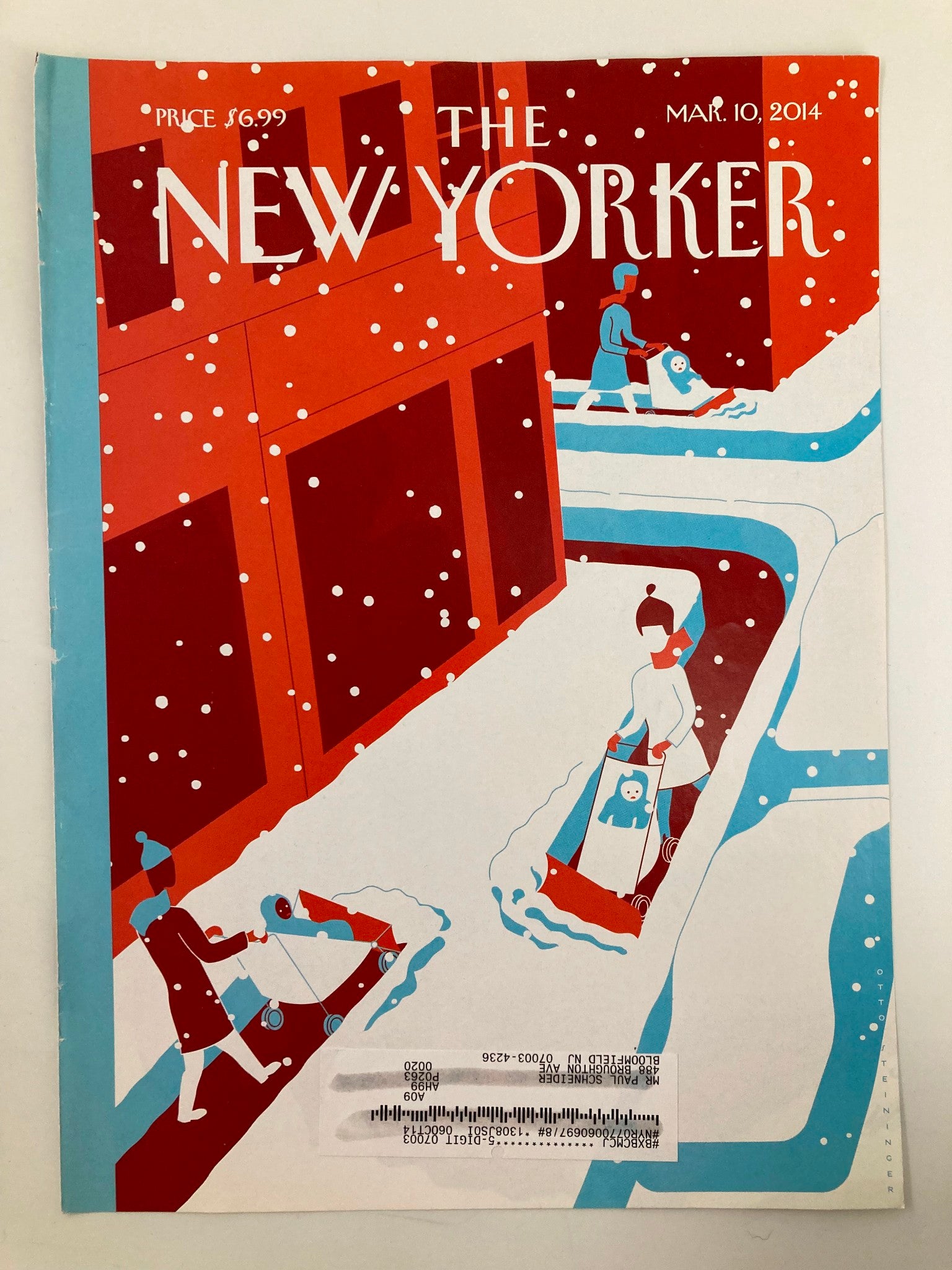 COVER ONLY The New Yorker March 10 2014 Snowplows by Otto Steininger