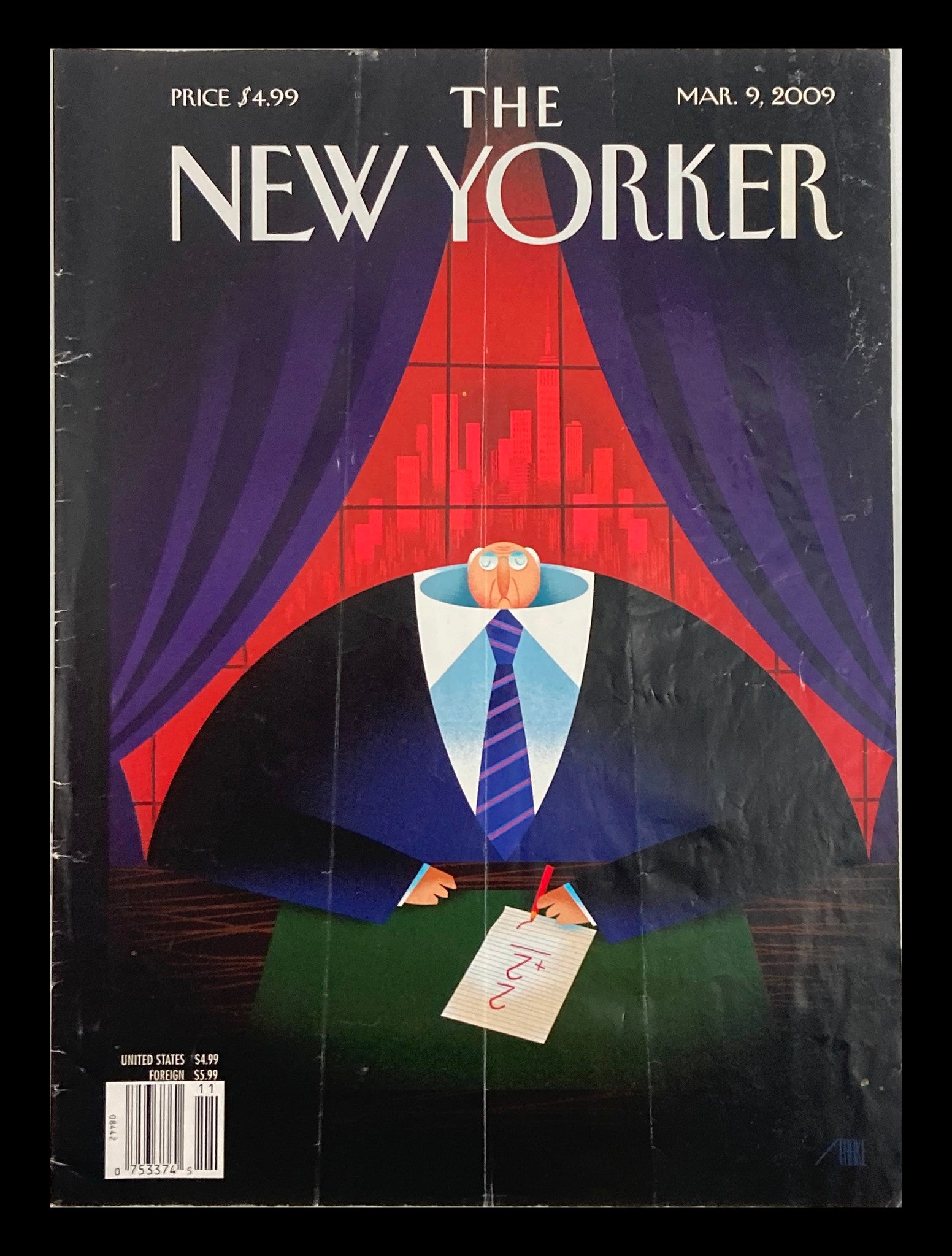 COVER ONLY The New Yorker March 9 2009 Theme Cover Downsized by Bob Staake