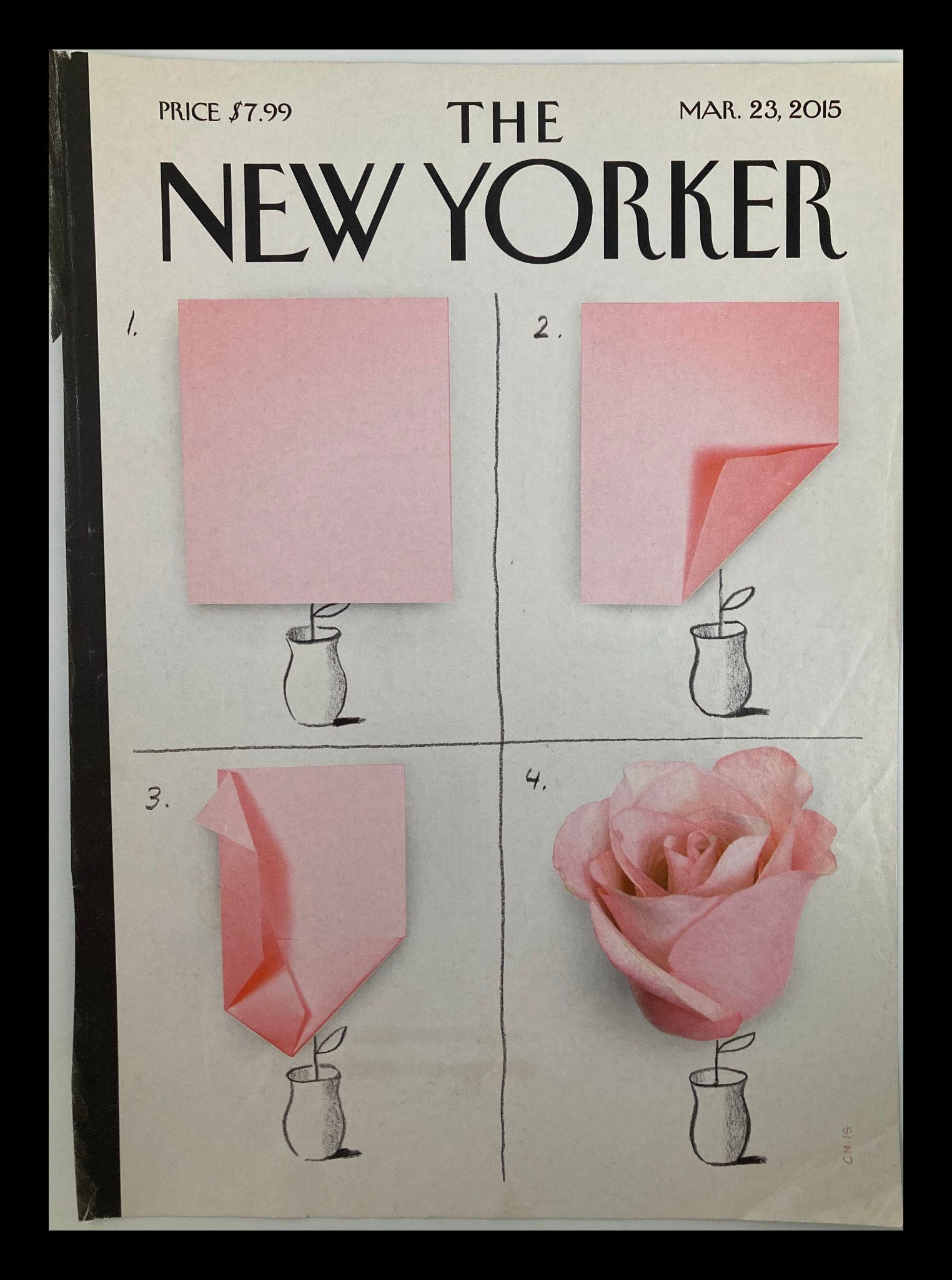 COVER ONLY The New Yorker March 23 2015 Theme Cover A Rose by Christoph Niemann