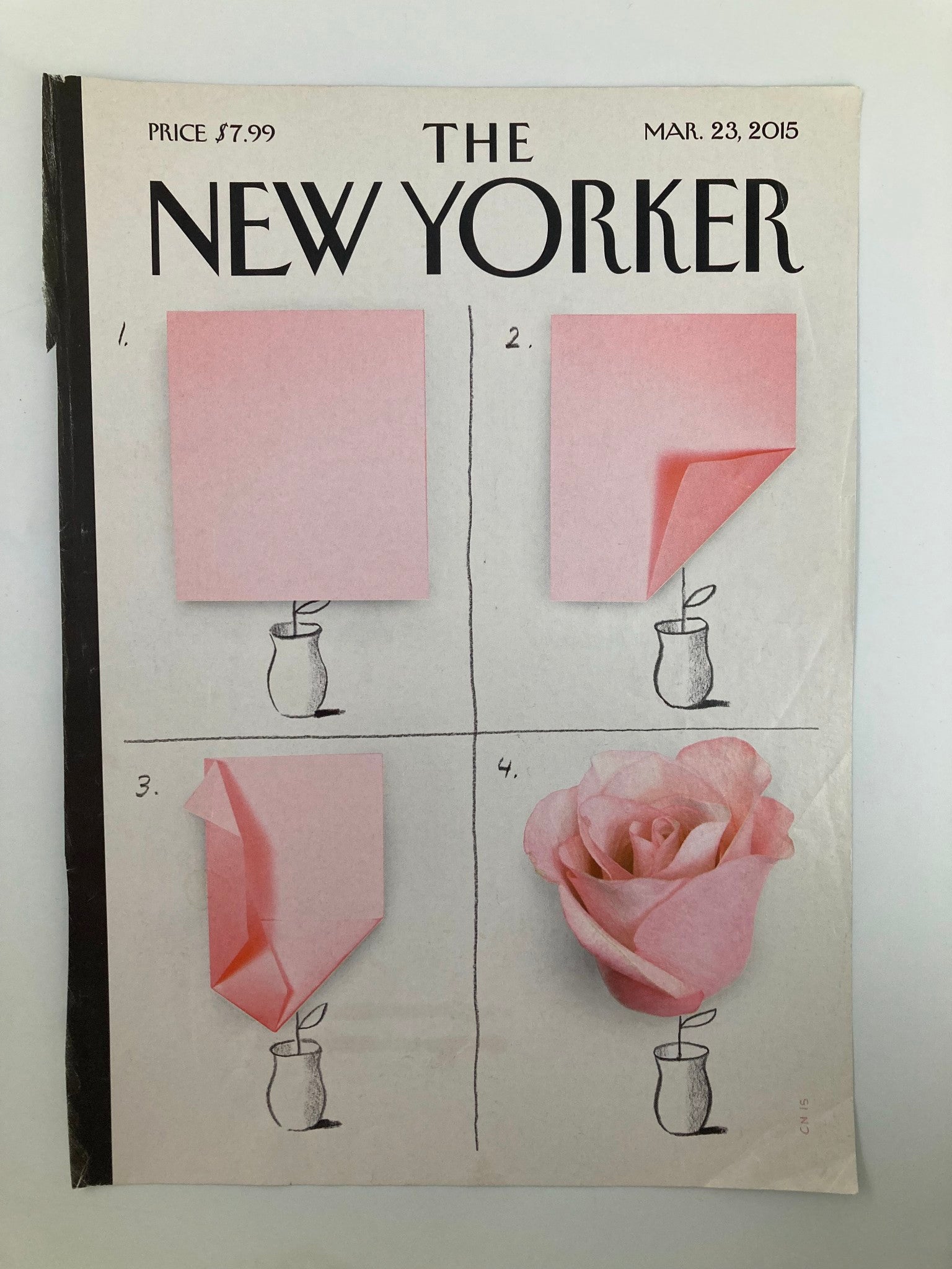 COVER ONLY The New Yorker March 23 2015 Theme Cover A Rose by Christoph Niemann