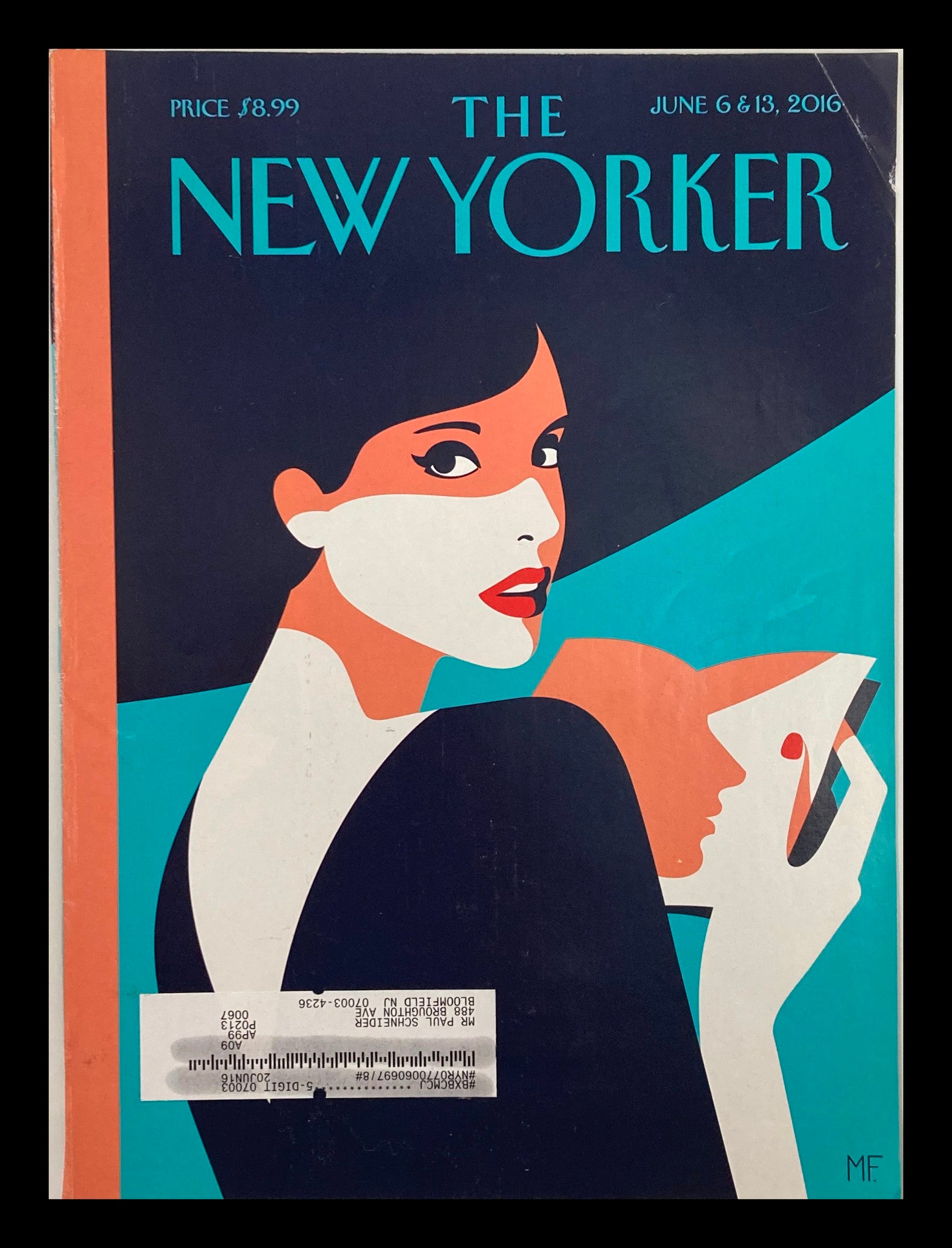 COVER ONLY The New Yorker June 6 & 13 2016 Page Turner by Malika Favre