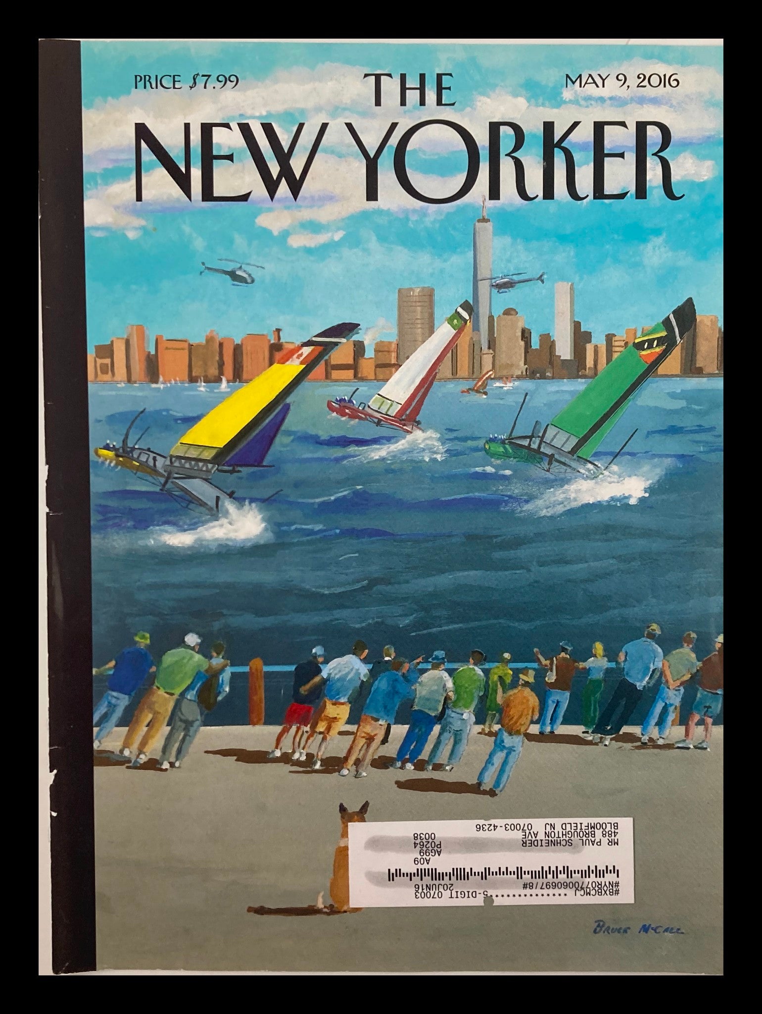 COVER ONLY The New Yorker May 9 2016 Regatta on the Hudson by Bruce McCall