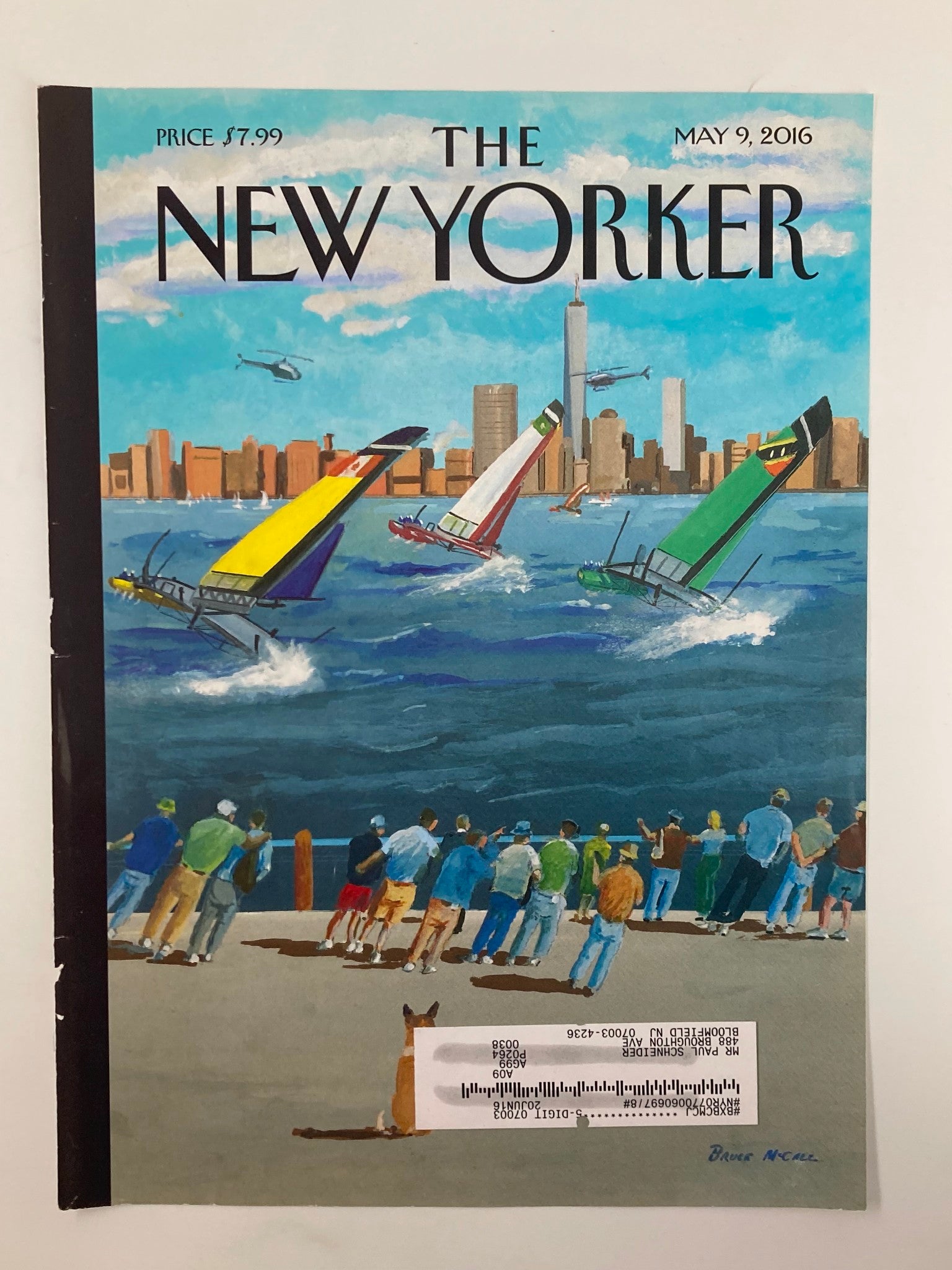 COVER ONLY The New Yorker May 9 2016 Regatta on the Hudson by Bruce McCall