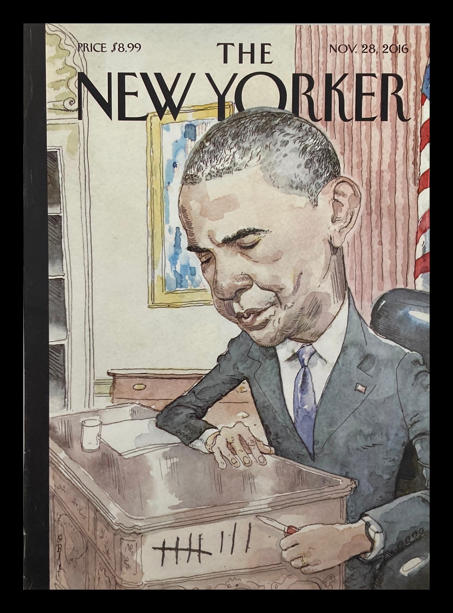 COVER ONLY The New Yorker November 28 2016 Barack Obama by Barry Blitt