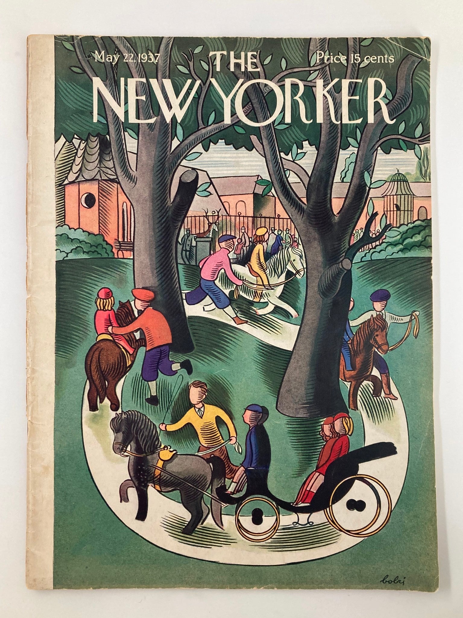 The New Yorker Magazine May 22 1937 Horse Park by Victor Bobritsky No Label