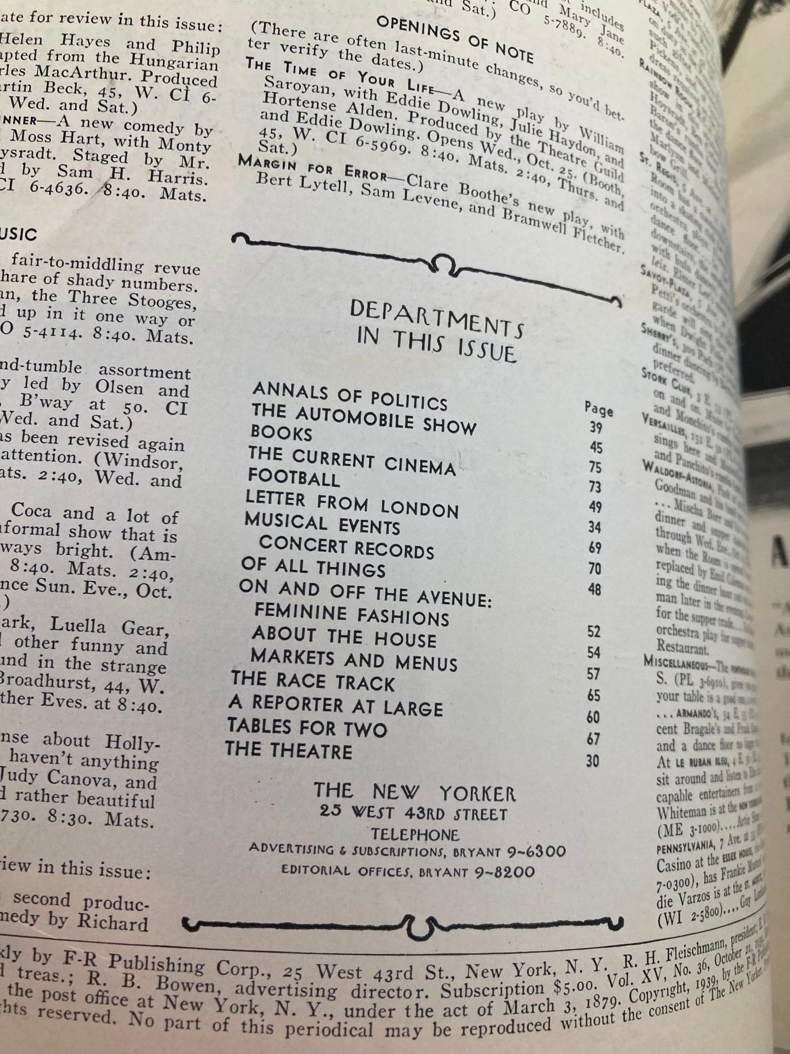 The New Yorker Magazine October 21 1939 Ballerinas Ballet by Susan Suba No Label