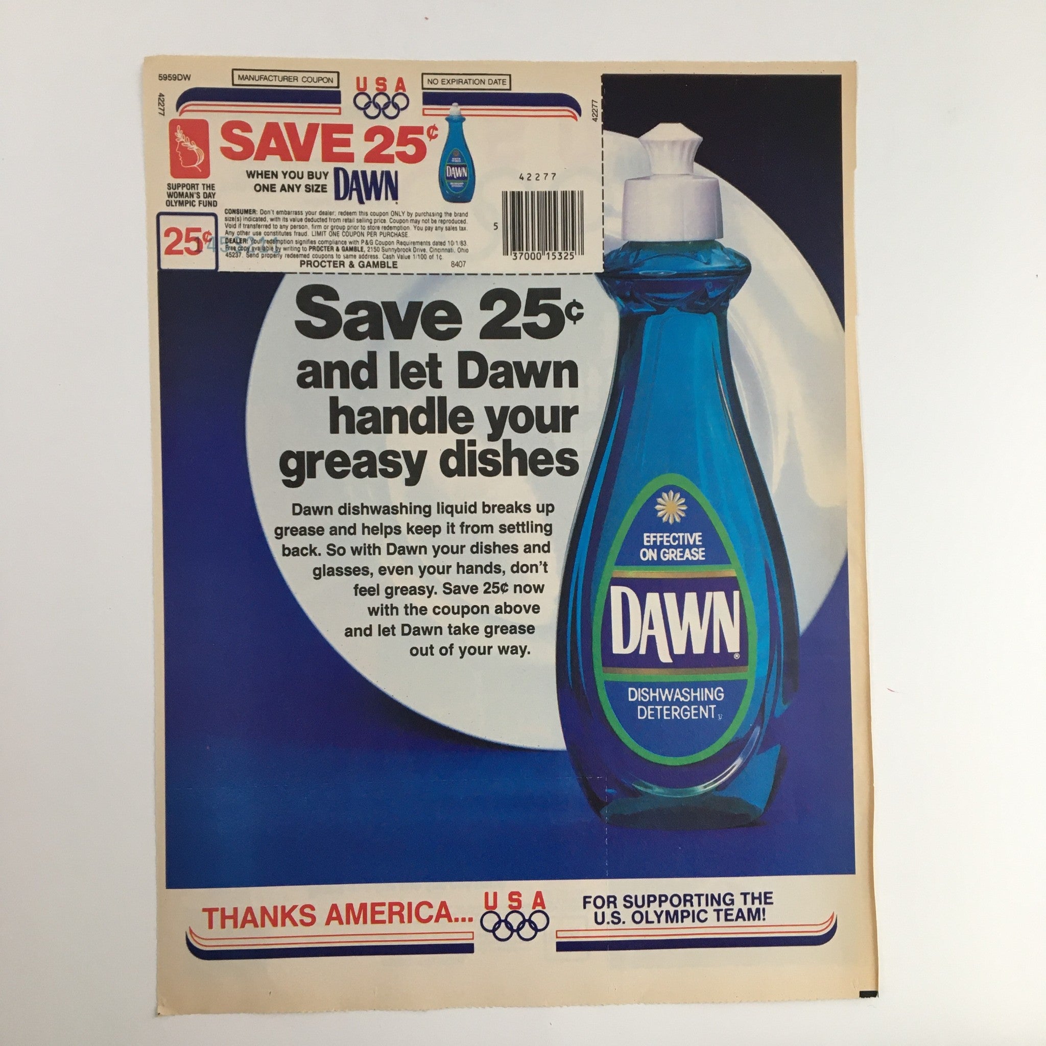 1984 Bold Detergent U.S.A. Olympic Team Circular Coupon Advertisement