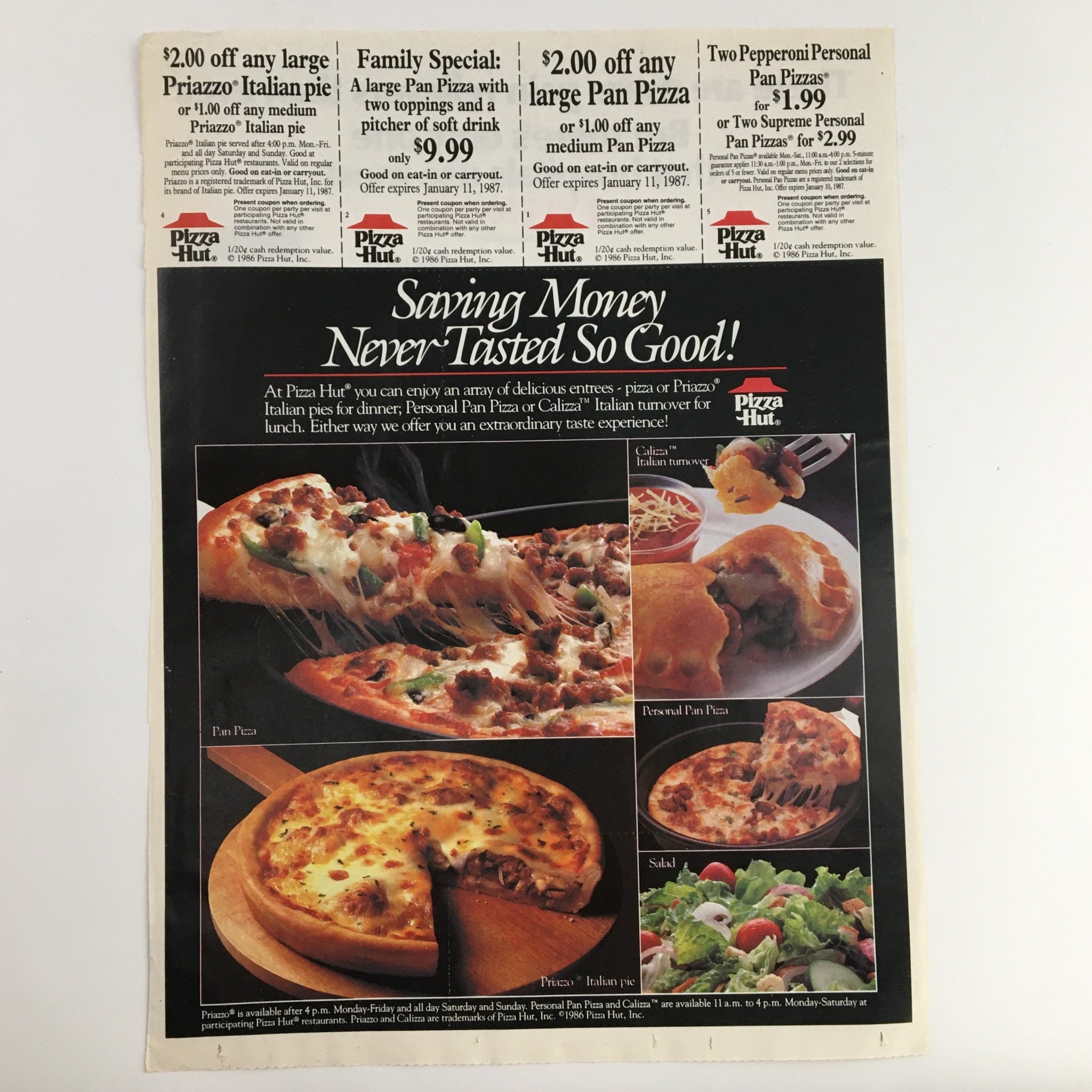 1986 Tylenol Acetaminophen Tablets Circular Coupon Advertisement showcasing promotional offers, featuring expired coupons and product details, presented in good condition with front and back included.