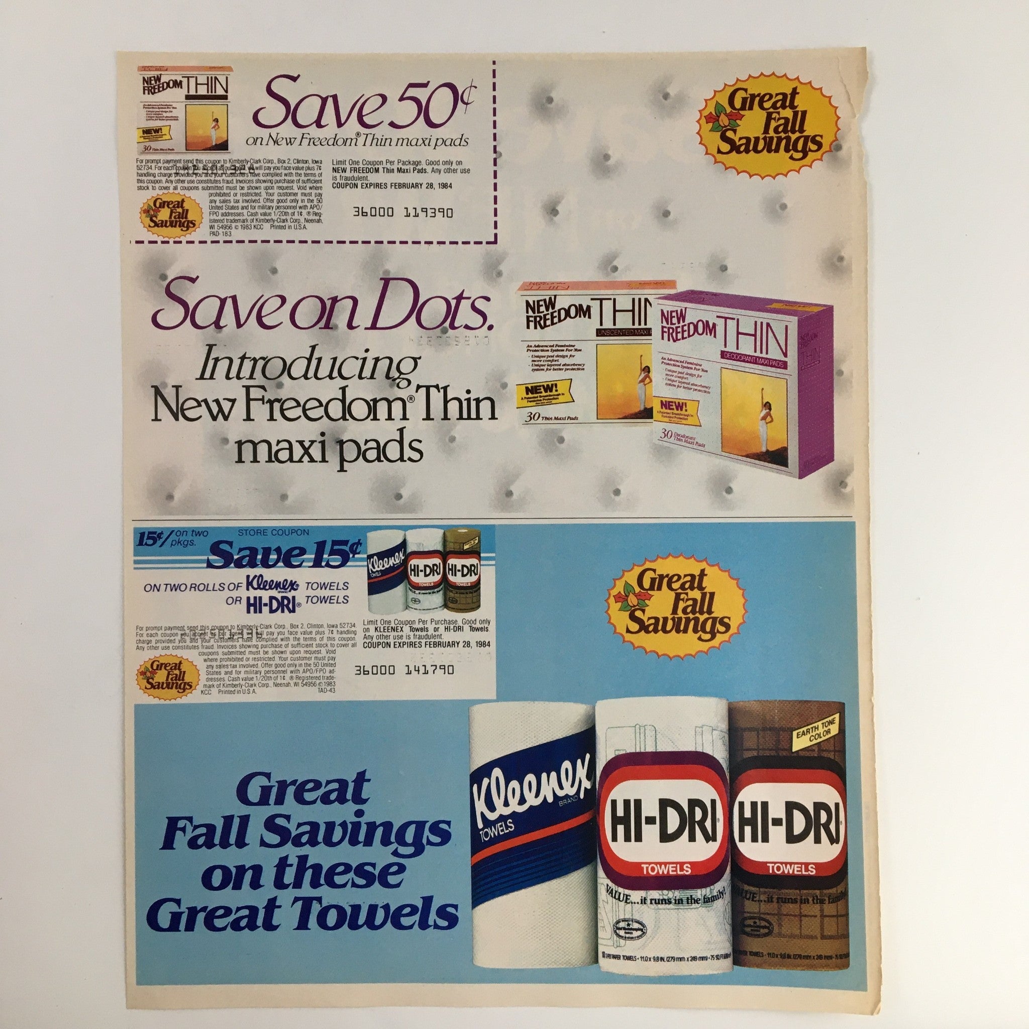 1983 Kleenex Brand Tissues Circular Coupon Advertisement