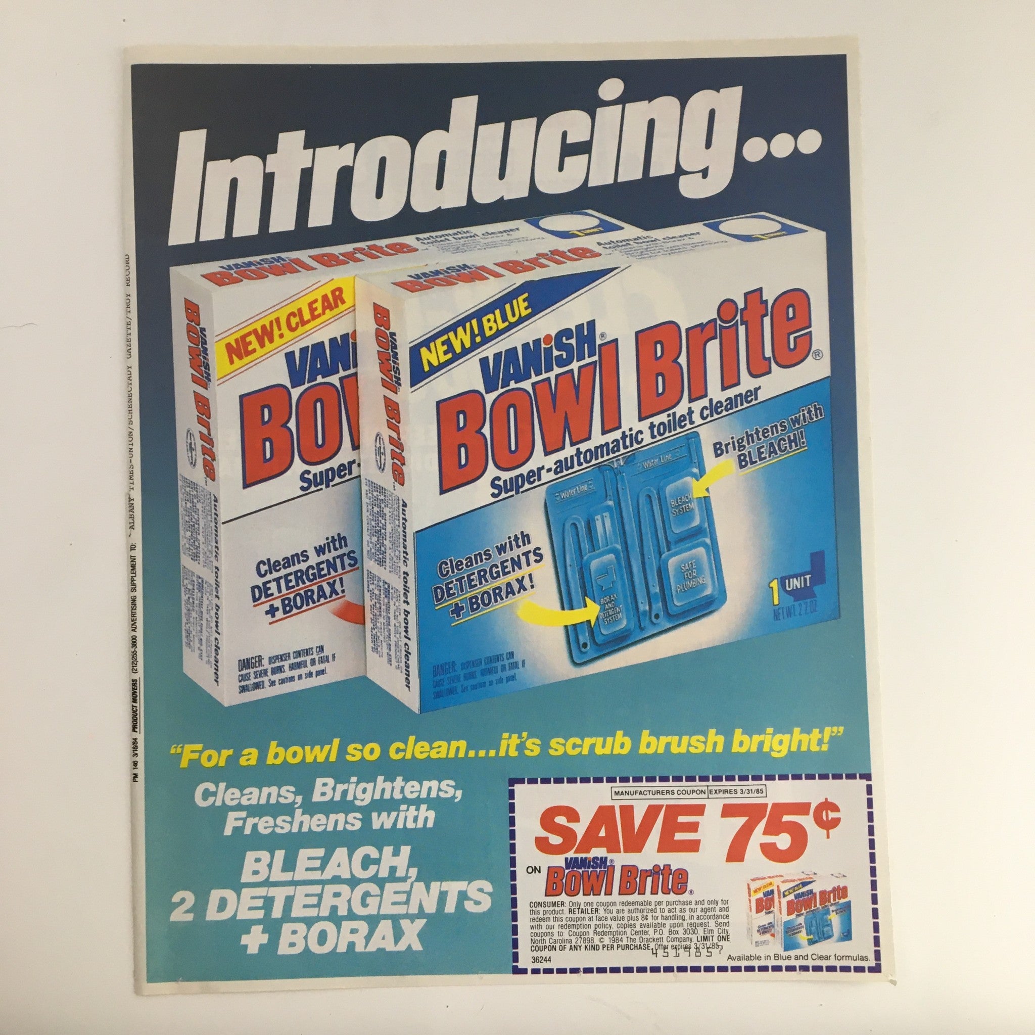 1984 Vanish Bowl Brite Toilet Cleaner Circular Coupon Advertisement