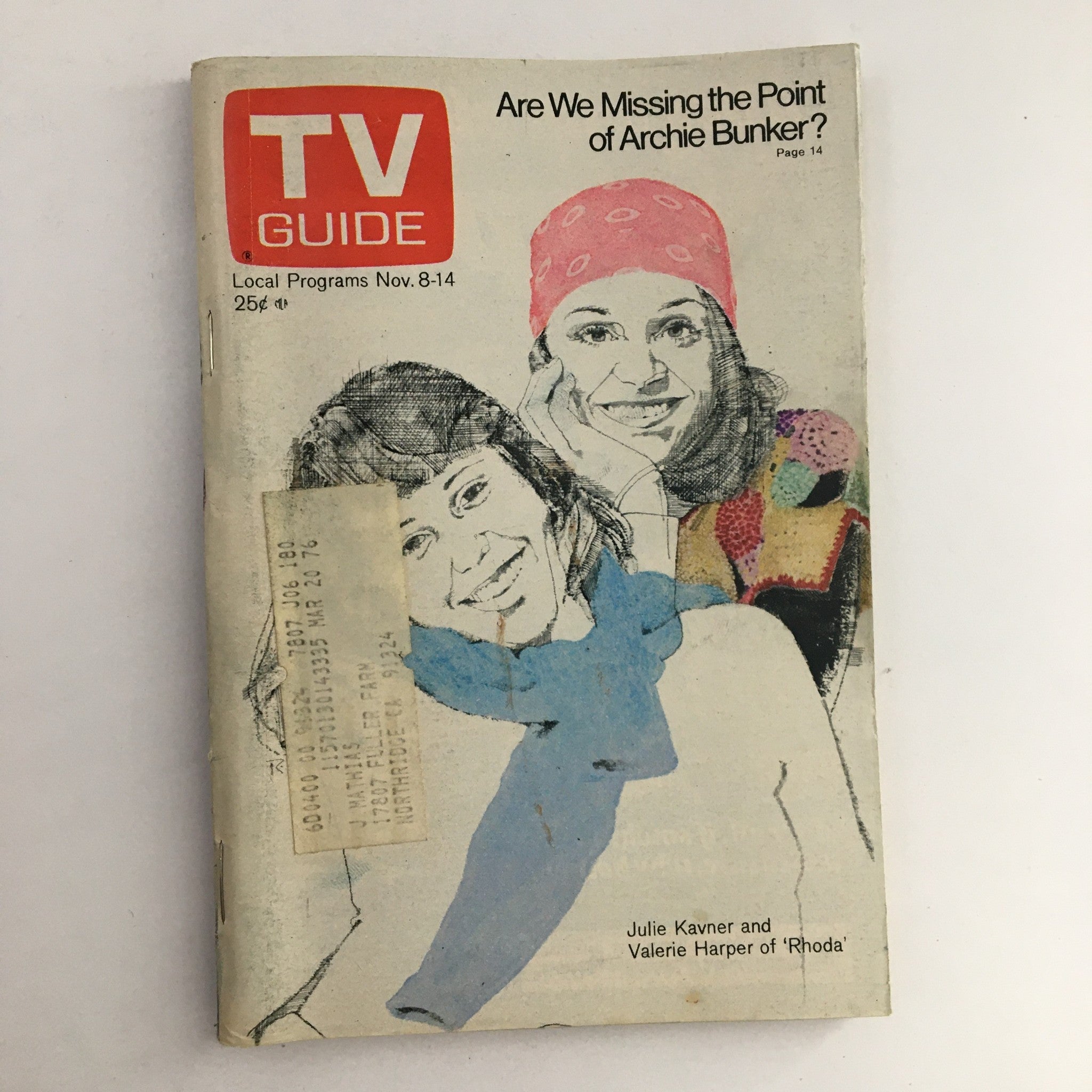 TV Guide Magazine November 8 1975 Julie Kavner and Valerie Harper L.A. Edition