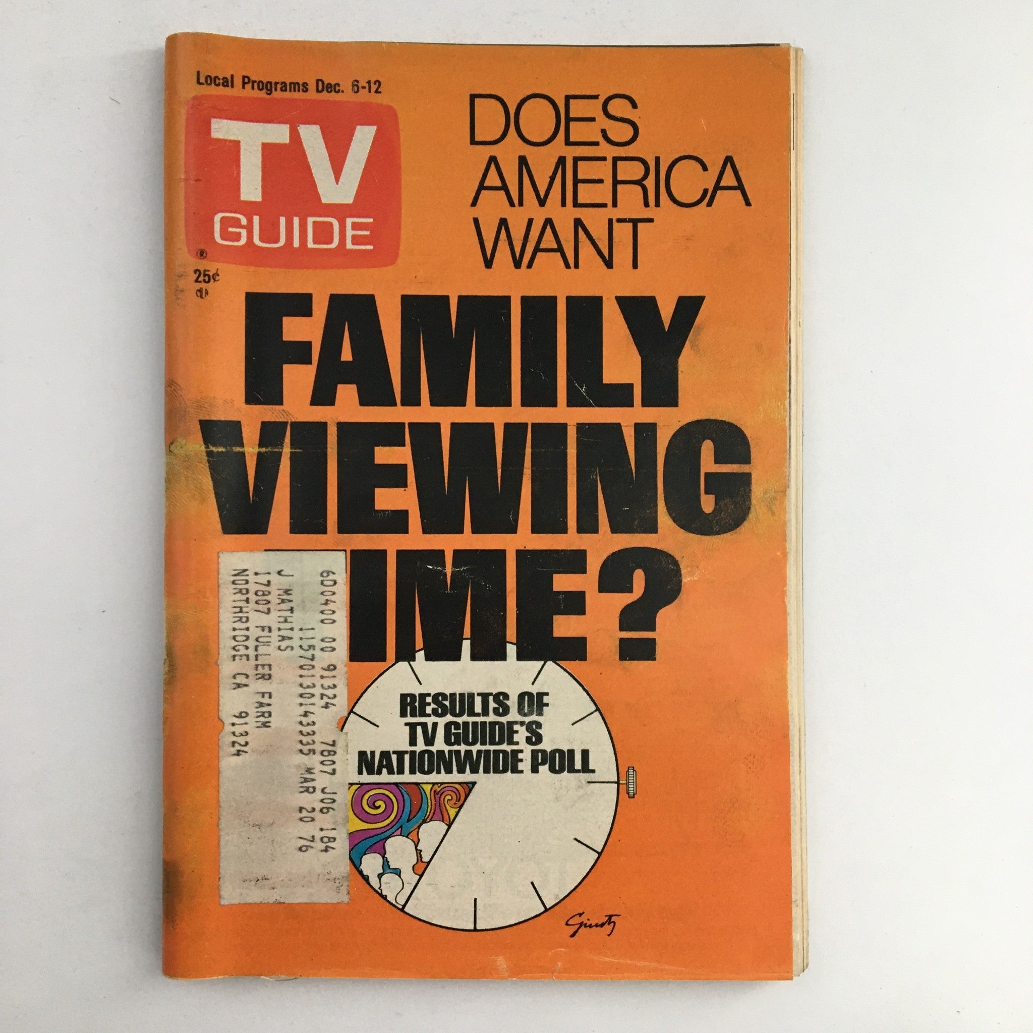 TV Guide Magazine December 6 1975 The Family Viewing Time L.A. Edition