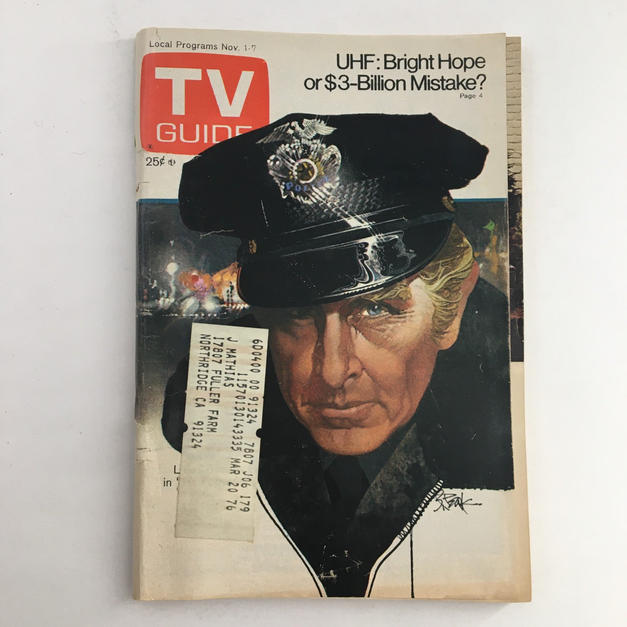 TV Guide Magazine November 1 1975 Lloyd Bridges in 'Hot Shots!' L.A. Edition