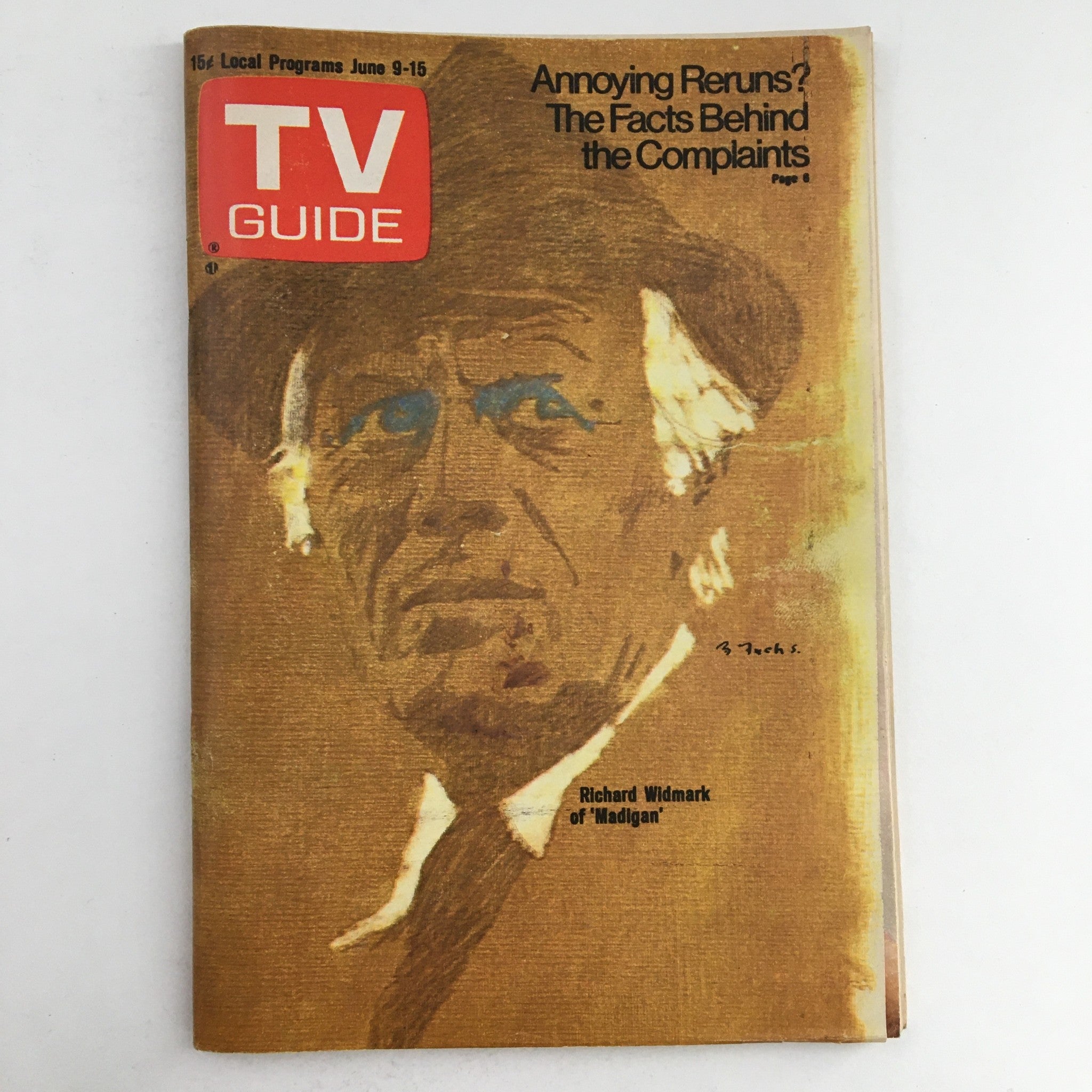 TV Guide Magazine June 9 1973 Richard Wildmark of 'Madigan' L.A. Edition