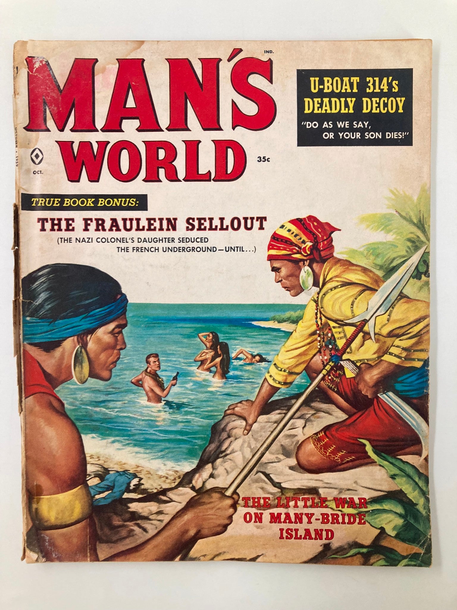 VTG Man's World Magazine October 1959 The Fraulein Sellout No Label