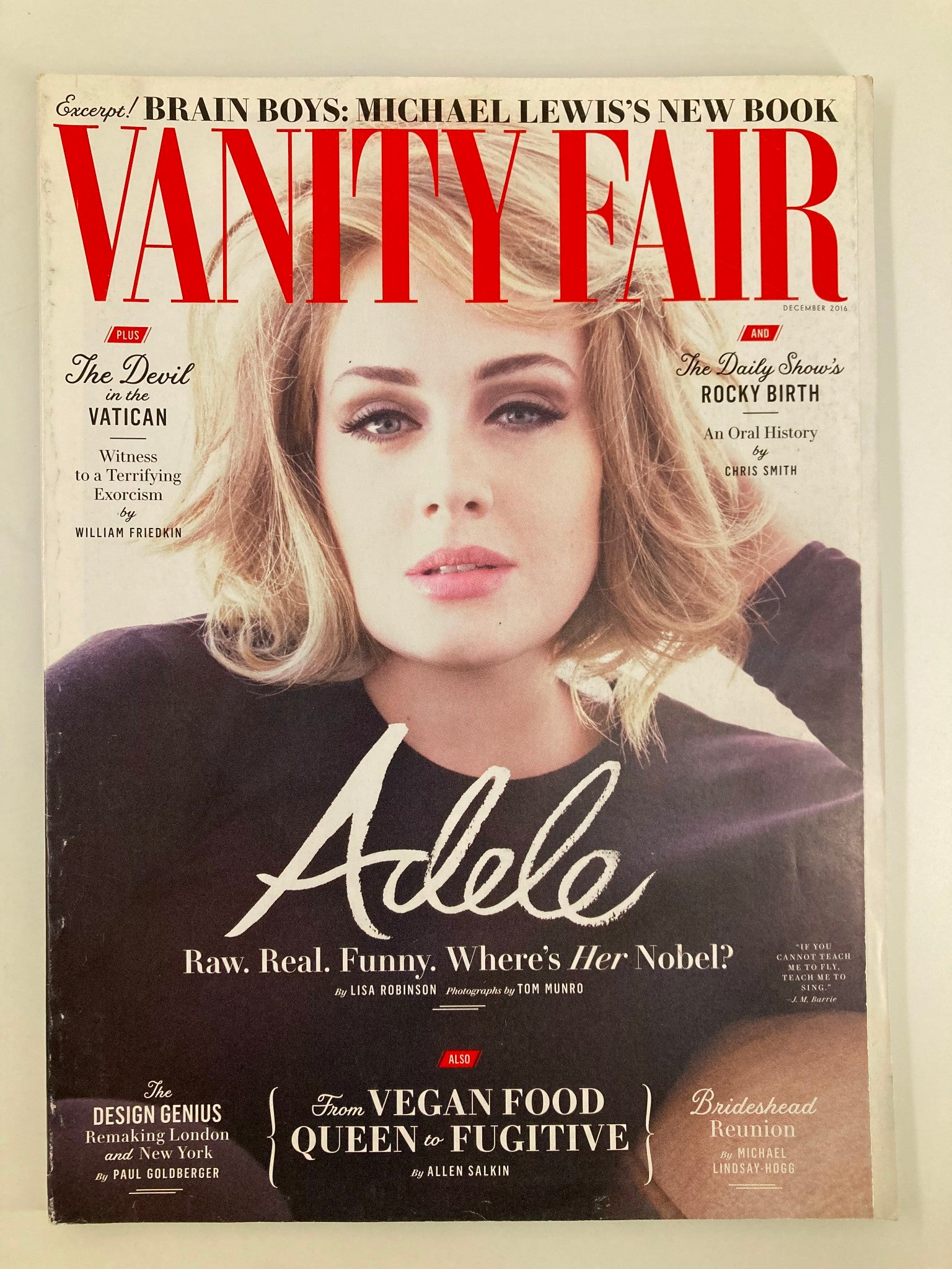 Vanity Fair Magazine December 2016 Adele Where's Her Nobel? No Label