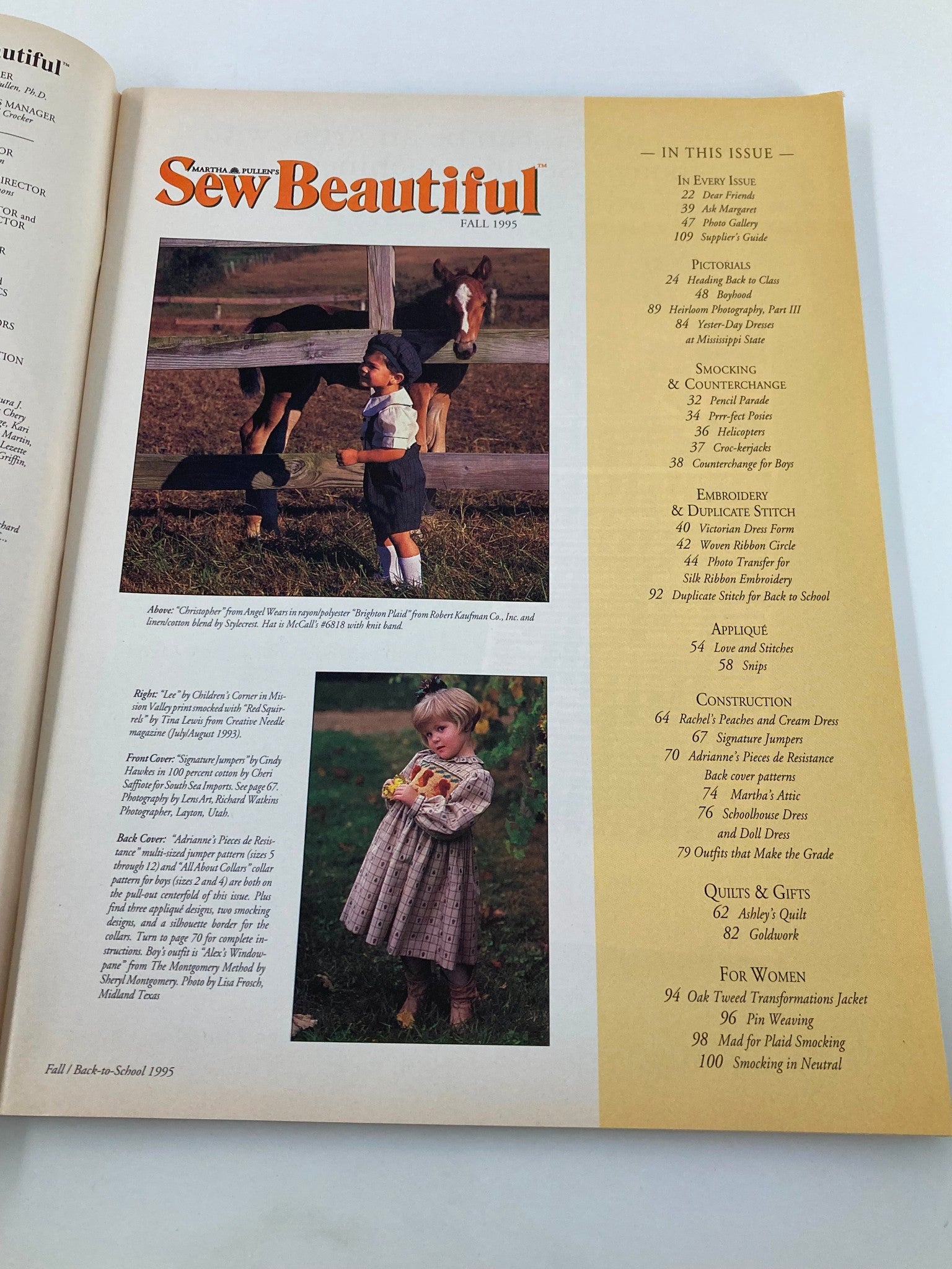 Sew Beautiful Magazine Fall 1995 Martha's Most Beautiful Antiques No Label