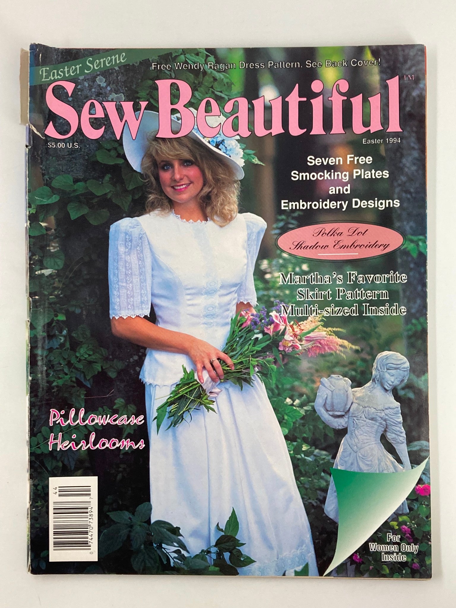 Sew Beautiful Magazine Easter 1994 Polka Dot Shadow Embroidery No Label