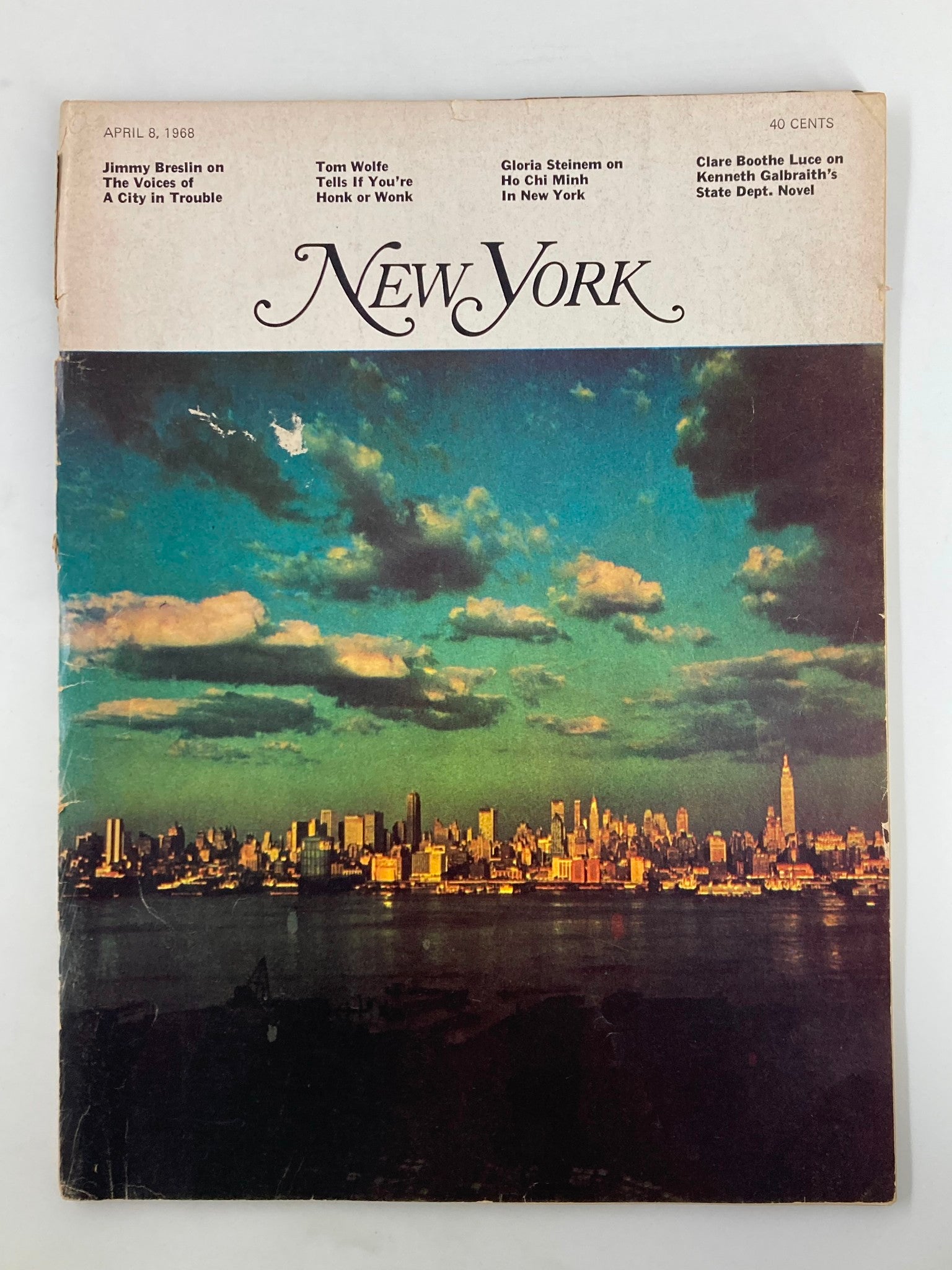 VTG New York Magazine April 8 1968 Manhattan Skyline Shot from New Jersey