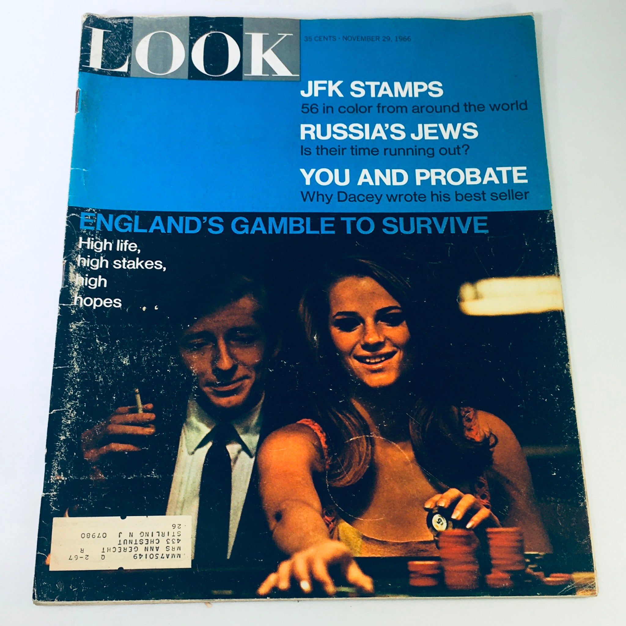 VTG Look Magazine November 29 1966 - John F. Kennedy Stamps / Russia's Jews