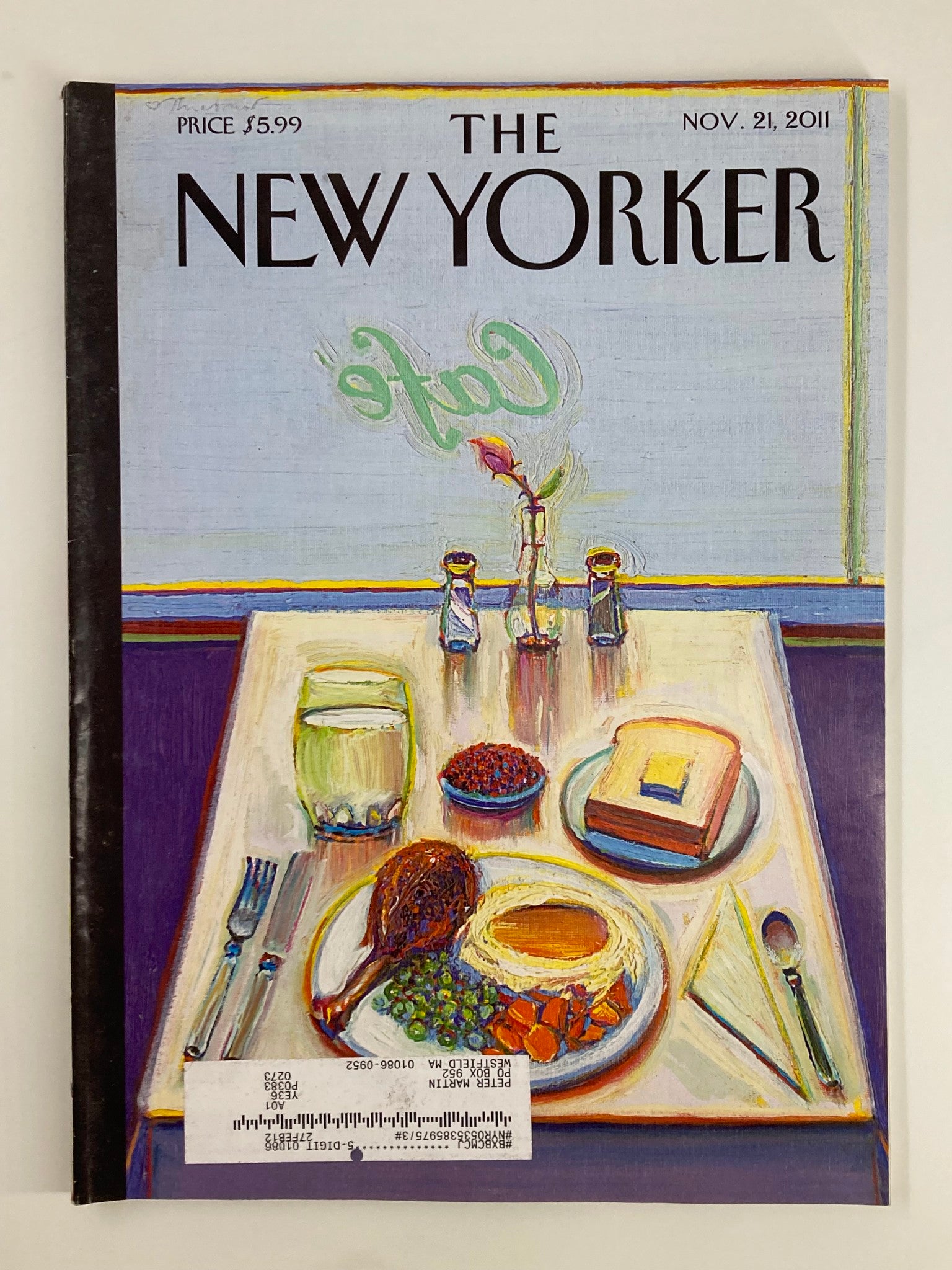 The New Yorker Magazine November 21 2011 Turkey Dinner by Wayne Thiebaud