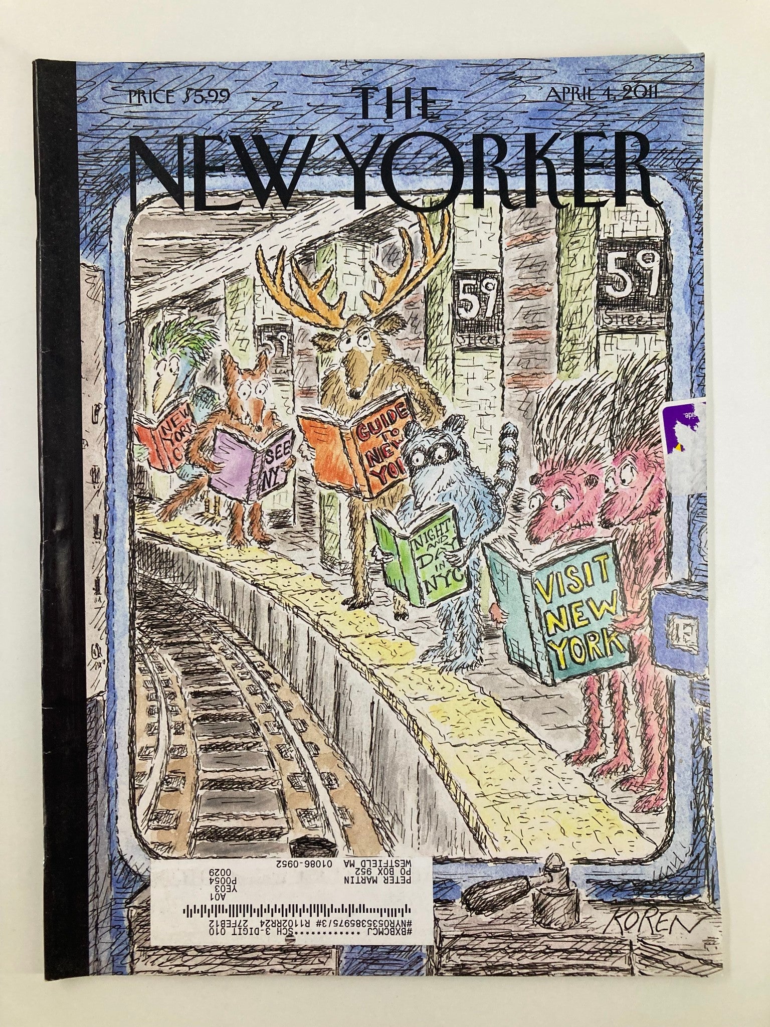 The New Yorker Magazine April 4 2011 Theme Cover In Transit by Edward Koren