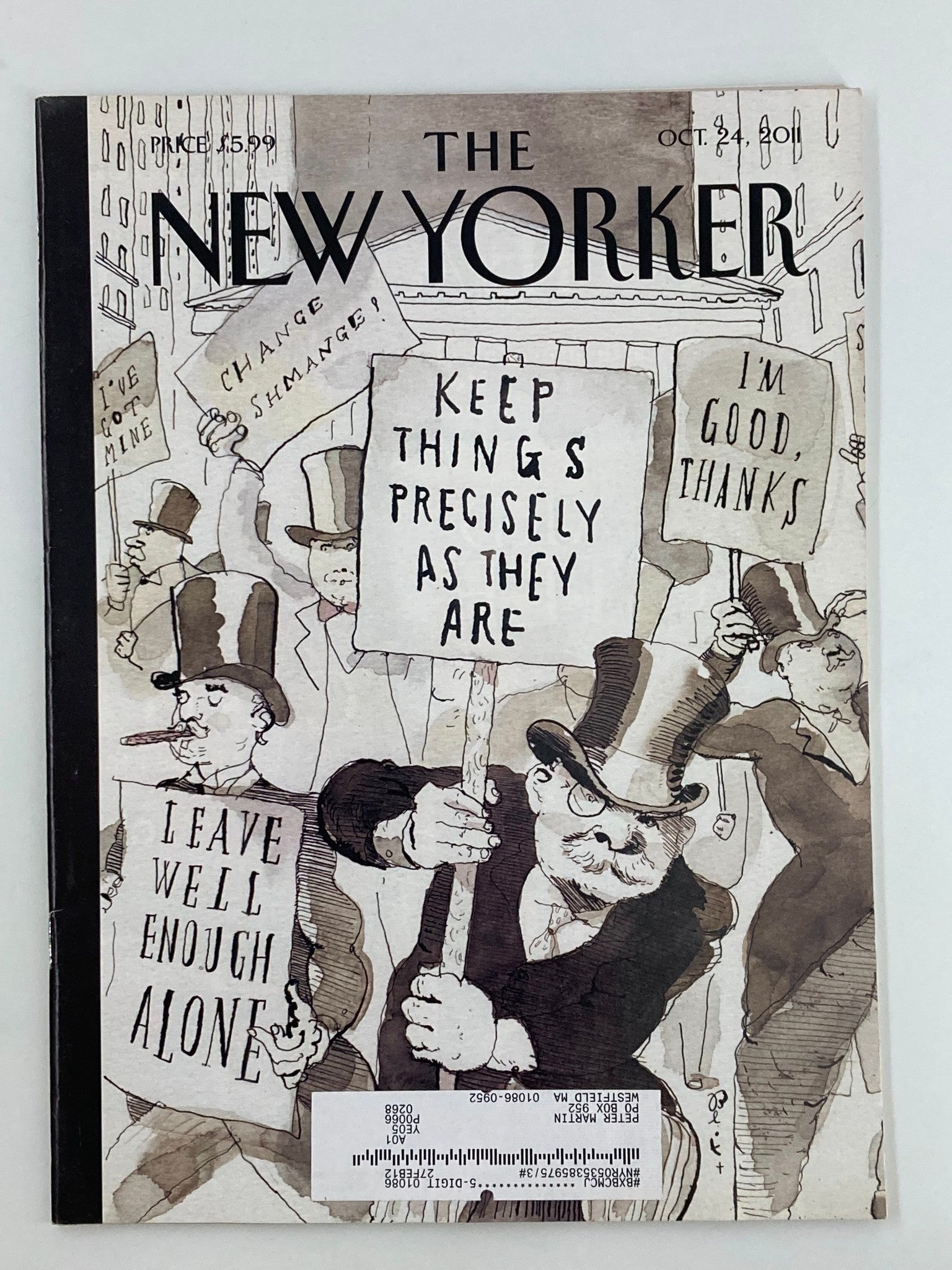 The New Yorker Magazine October 24 2011 Theme Cover Fighting Back by Barry Blitt