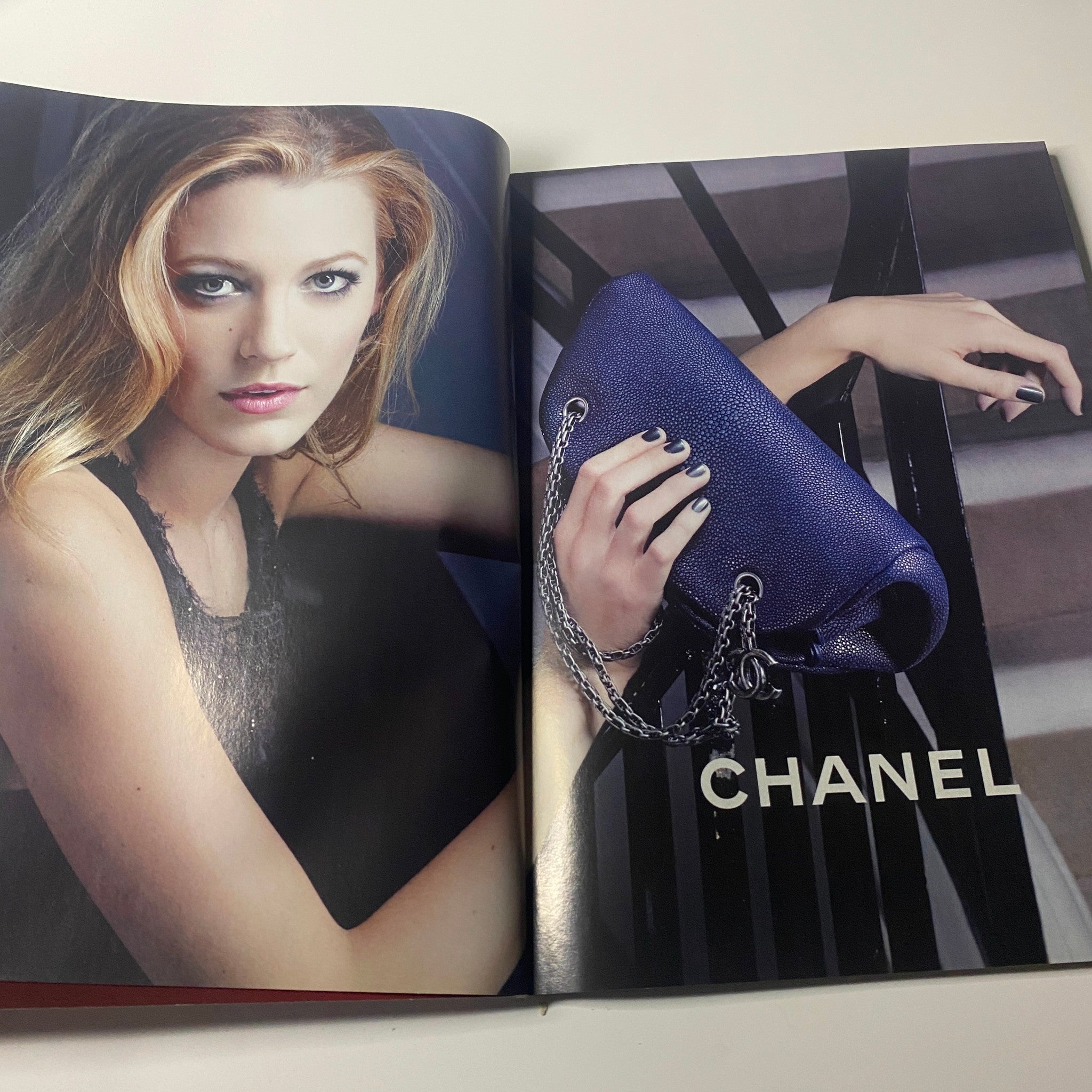 Fashion advertisement spread for Chanel in Harper's Bazaar UK Magazine June 2011, featuring striking model imagery.