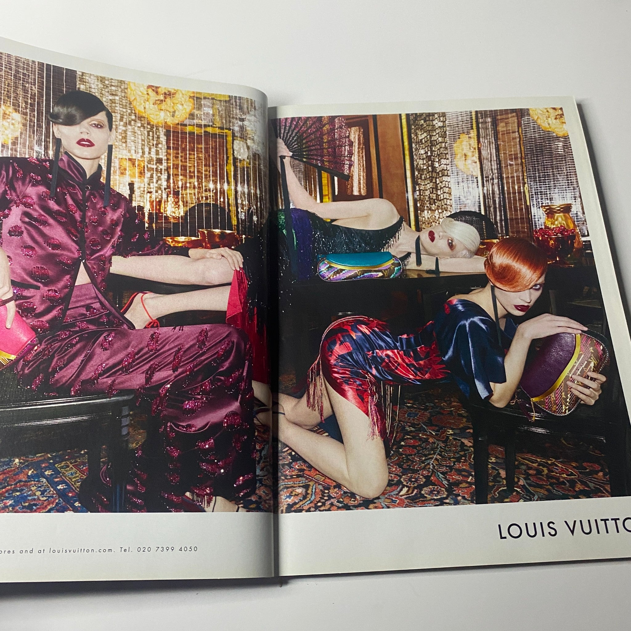 Luxury fashion spread for Louis Vuitton in Harper's Bazaar UK Magazine June 2011, showcasing stylish models in elegant attire.