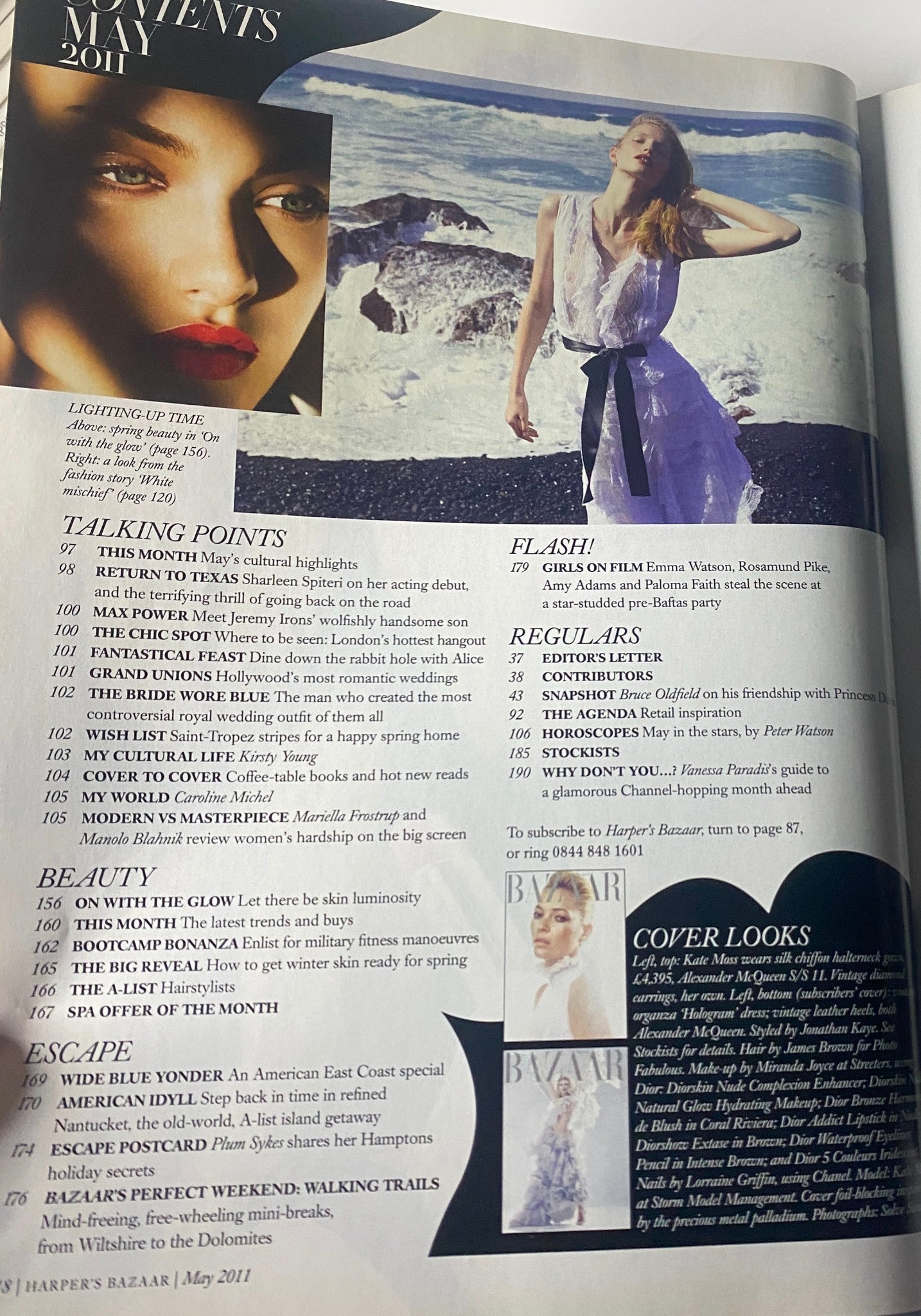 Page from Harper's Bazaar UK Magazine May 2011 featuring fashion highlights and trends, with discussions on beauty, fashion events, and noteworthy looks.