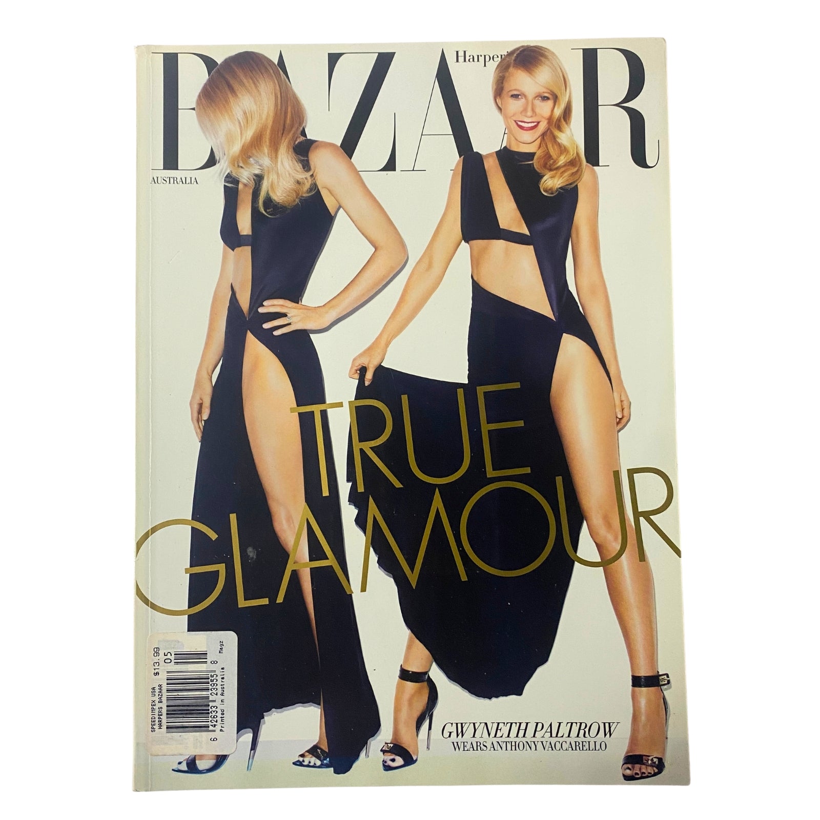Cover of Harper's Bazaar Australia Magazine May 2012 featuring Gwyneth Paltrow in a bold black outfit that highlights true glamour, photographed by Terry Richardson.