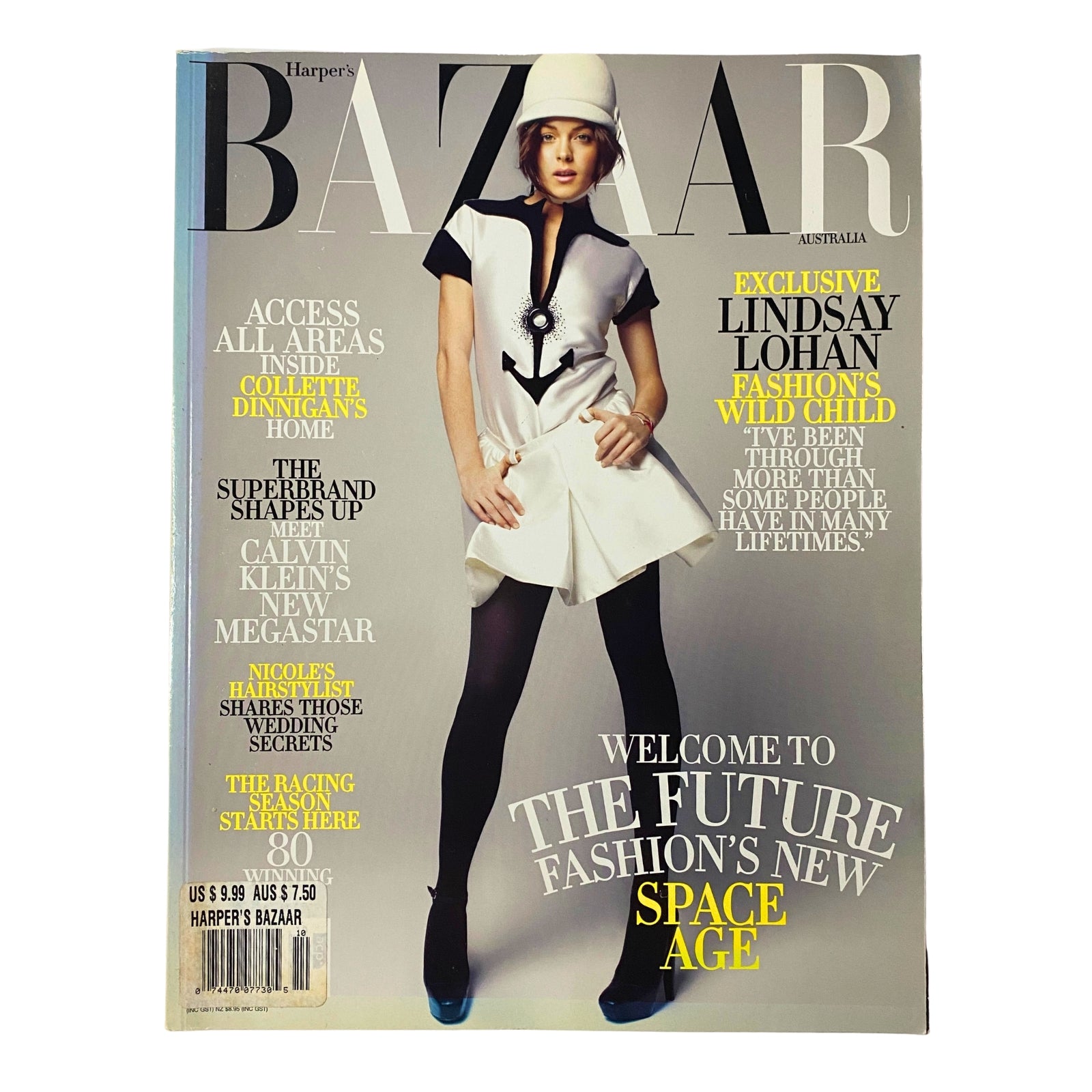 Cover of Harper's Bazaar Australia Magazine, October 2006 featuring Lindsay Lohan, showcasing fashion and style with the tagline 'Welcome to the Future: Fashion's New Space Age.'