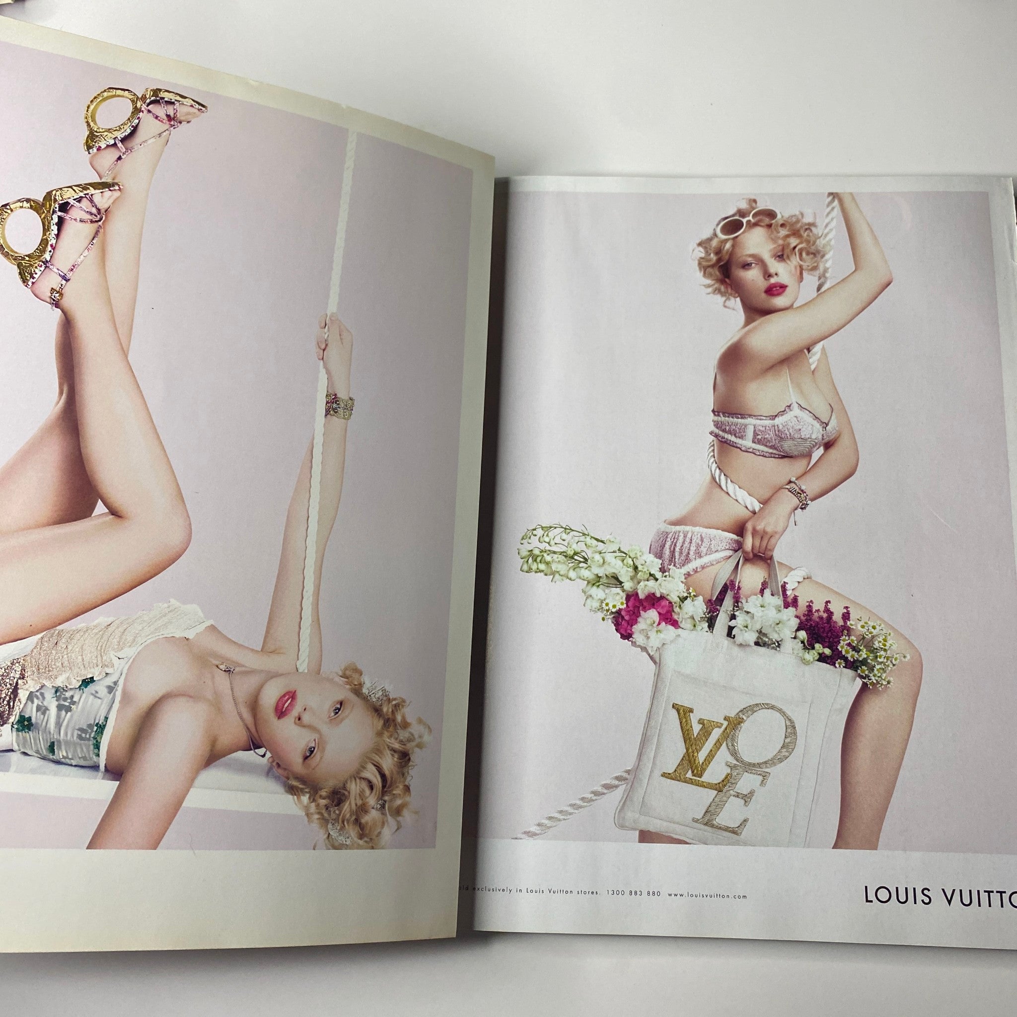 Harper's Bazaar Australia Magazine March 2007 displaying a fashion editorial featuring a model in Louis Vuitton accessories with a floral tote.