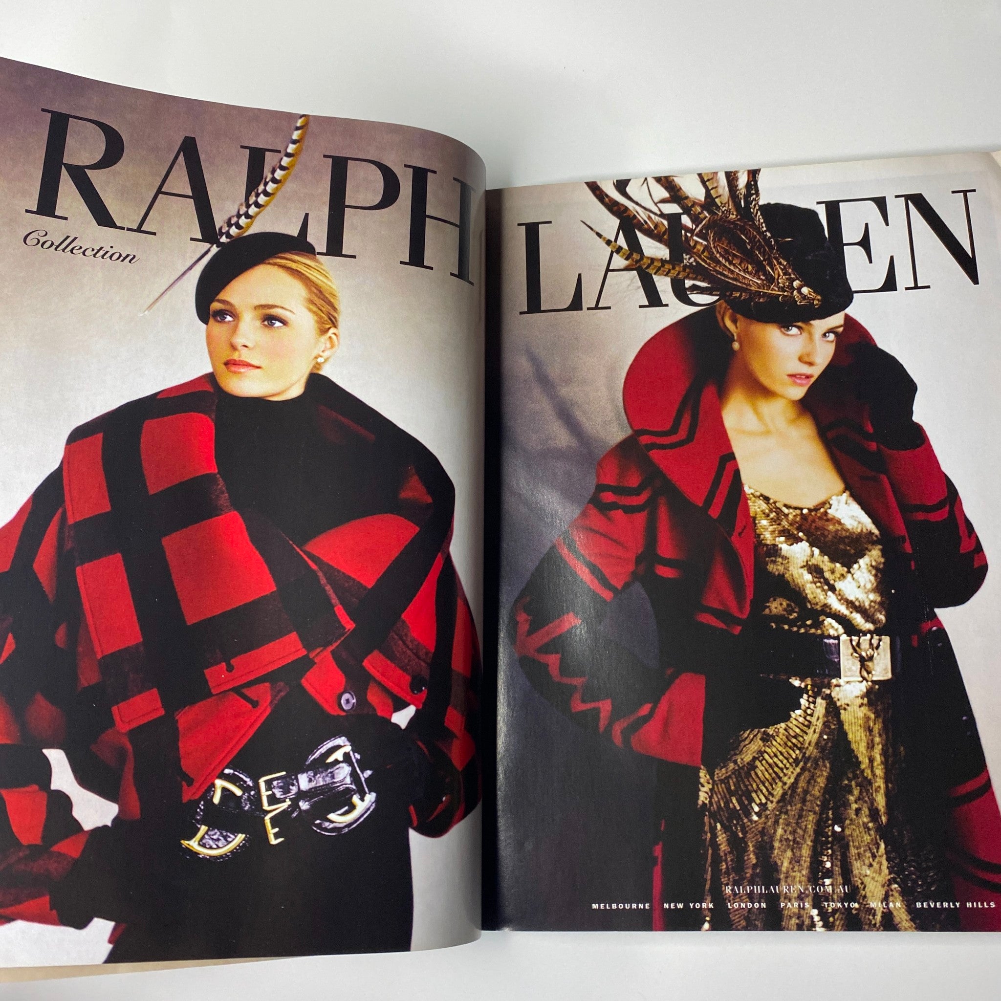 Harper's Bazaar Australia Magazine December 2008 spread featuring Ralph Lauren collection with models dressed in elegant winter fashion.