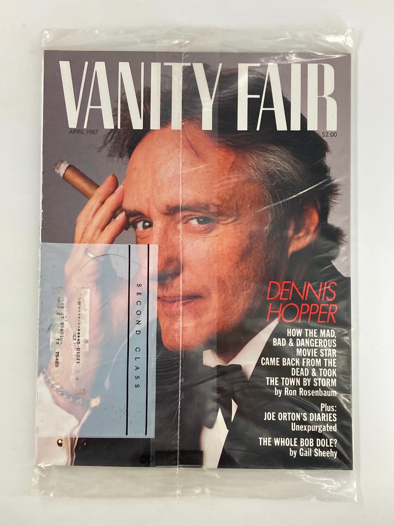 VTG Vanity Fair Magazine April 1987 Dennis Hopper No Label Sealed NEW