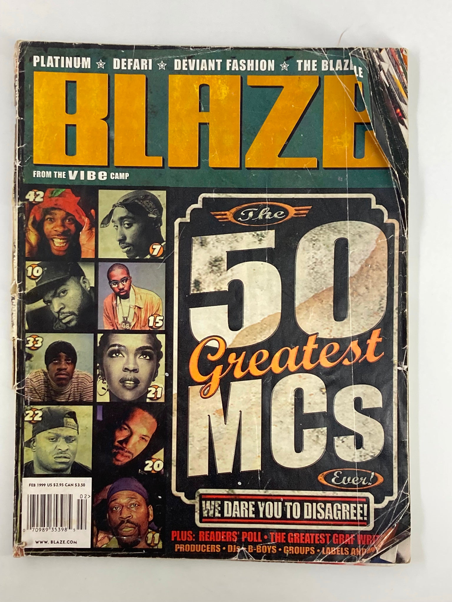 Blaze Vibe Magazine February 1999 Tupac Shakur & 50 Greatest MCs No Label