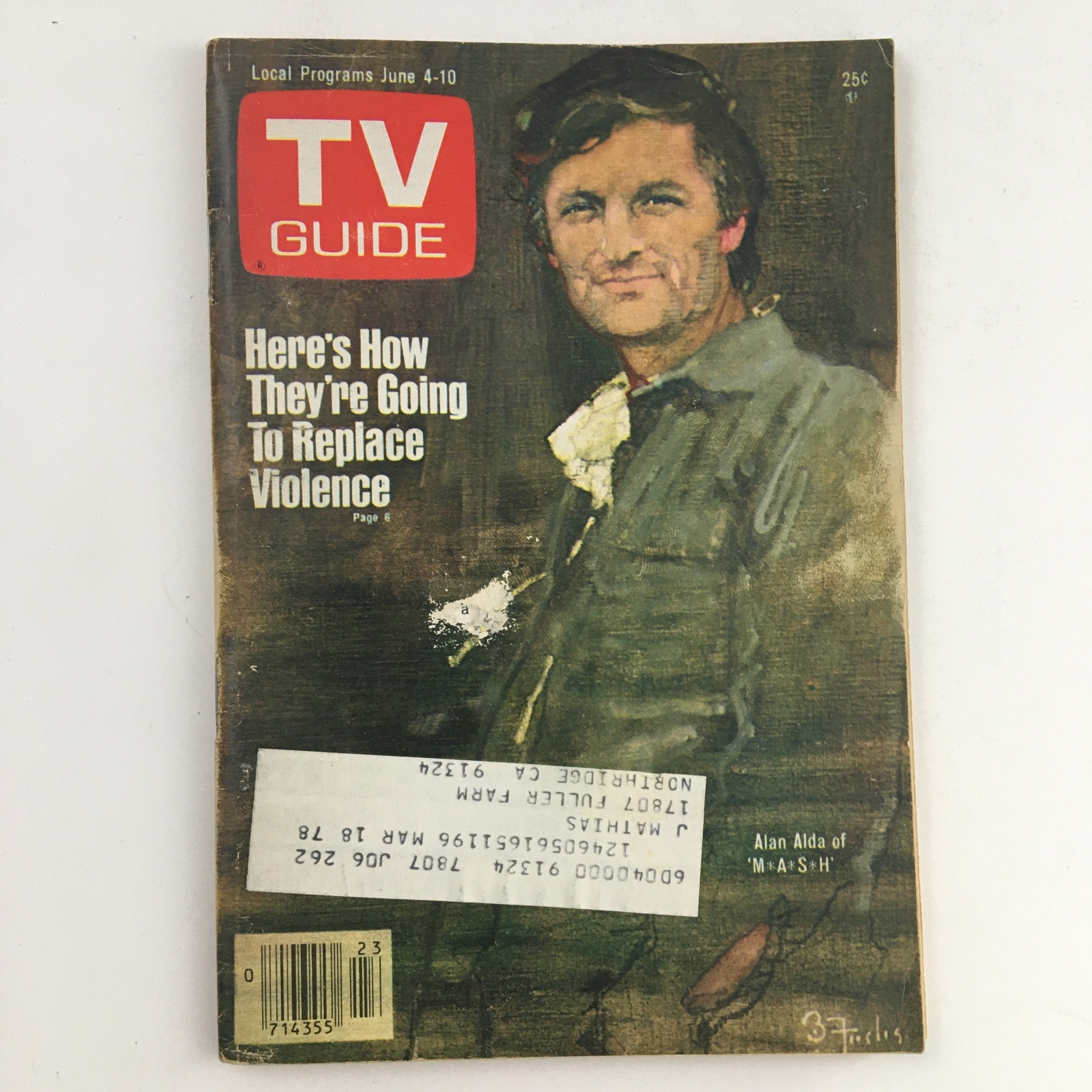 Cover of TV Guide Magazine June 4, 1977 featuring Alan Alda from 'M.A.S.H.', depicting a moment in television history.