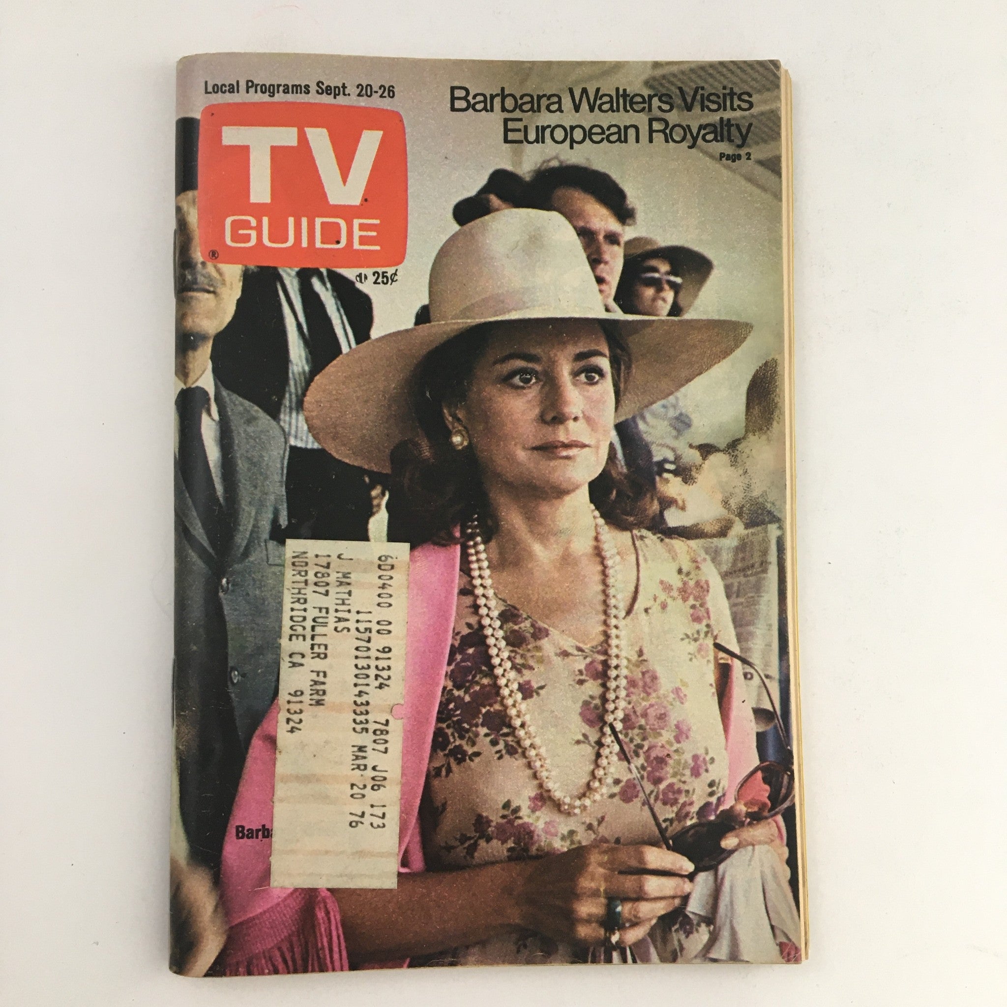 TV Guide Magazine September 20 1975 Barbara Walters European Royalty LA Edition