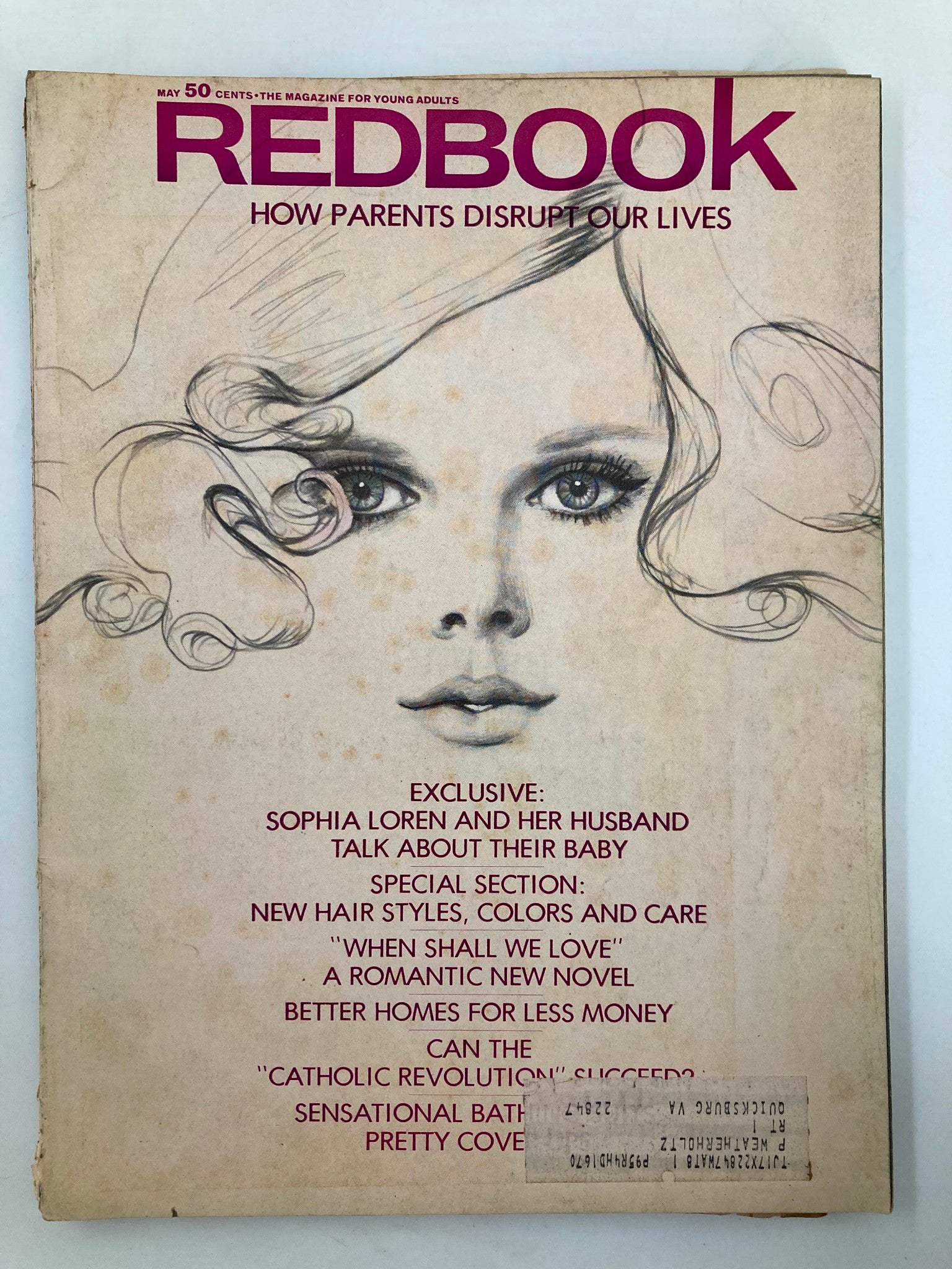 VTG Redbook Magazine May 1969 Sophia Loren and Her Husband Talk About Their Baby