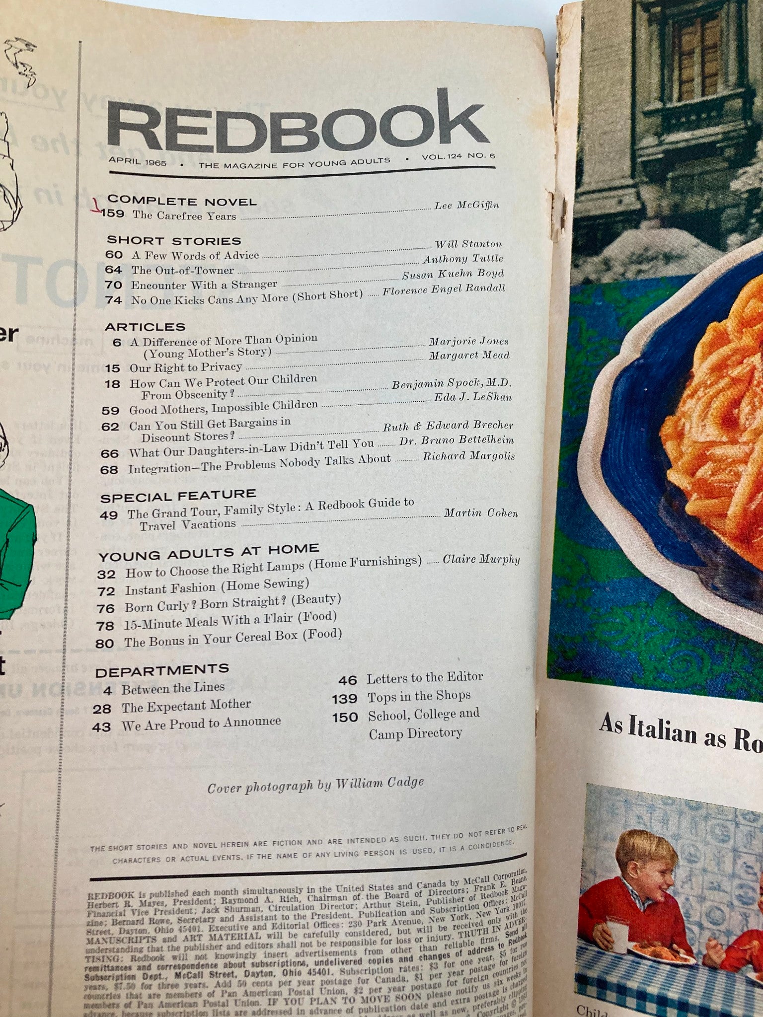 VTG Redbook Magazine April 1965 Margaret Mead Challenges Our Right To Privacy