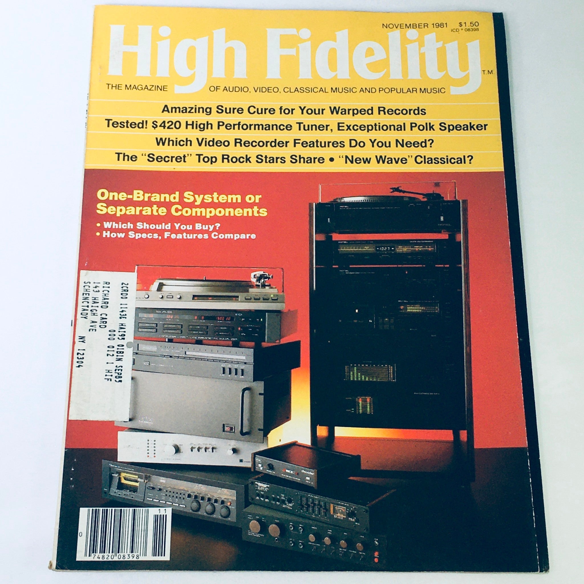 VTG High Fidelity Magazine November 1981 - The "Secret" Top Rock Stars Share