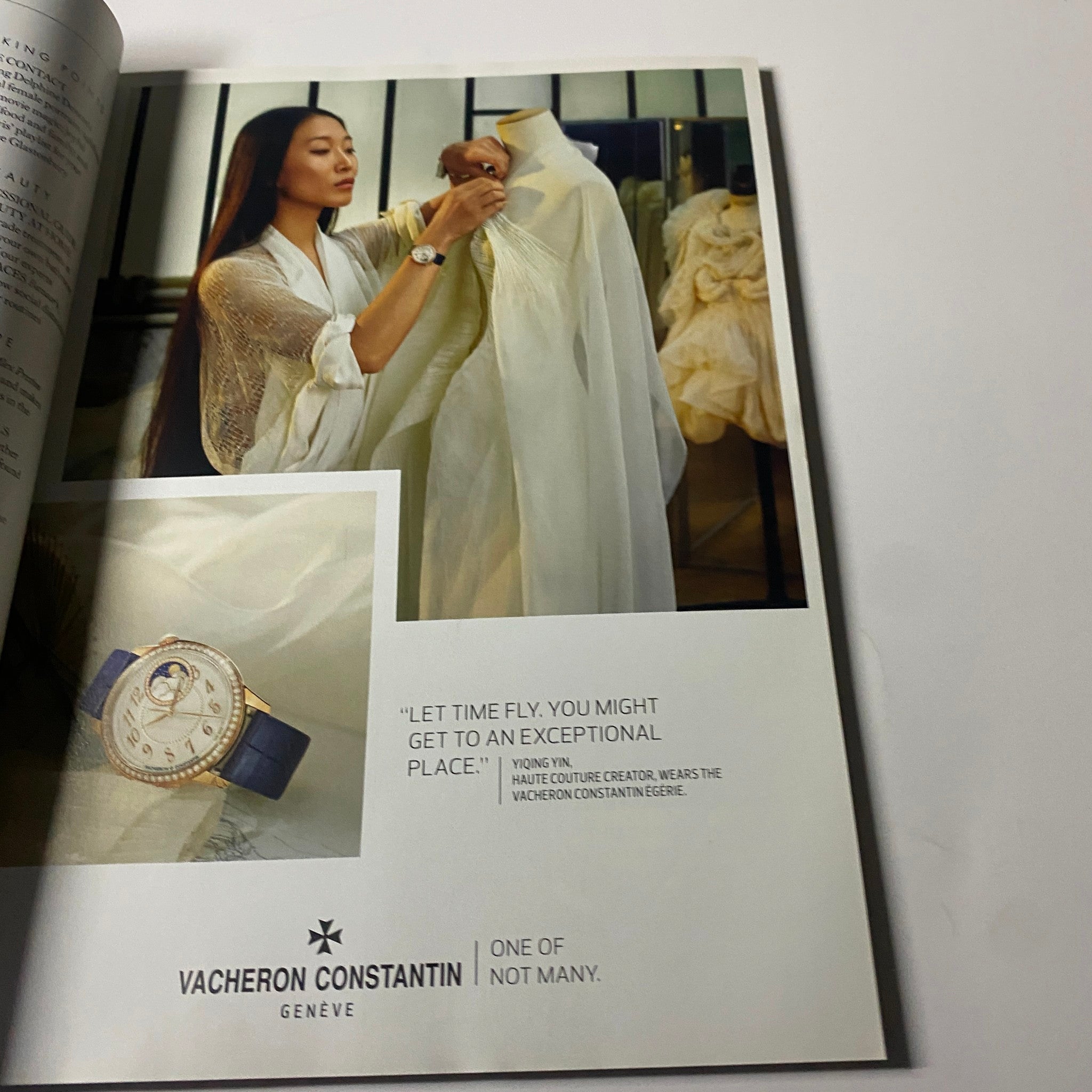 Harper's Bazaar UK Magazine July 2020 highlighting a Vacheron Constantin advertisement with a model wearing haute couture and showcasing an elegant timepiece.