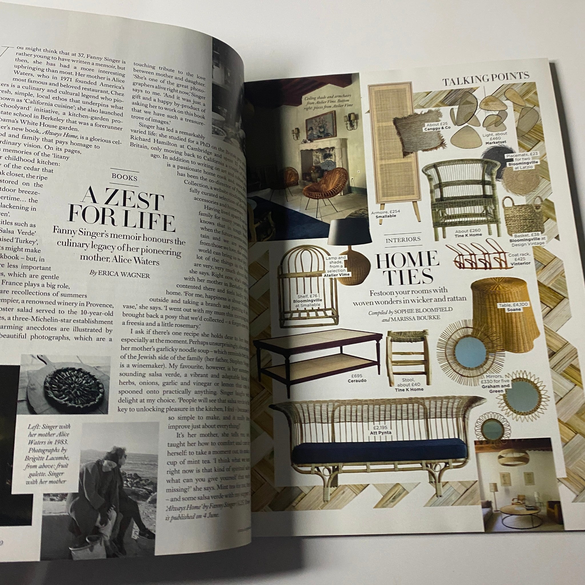 Harper's Bazaar UK Magazine July 2020 presenting a home decor feature titled 'Home Ties' with stylish rattan furniture and beautiful interior design elements.