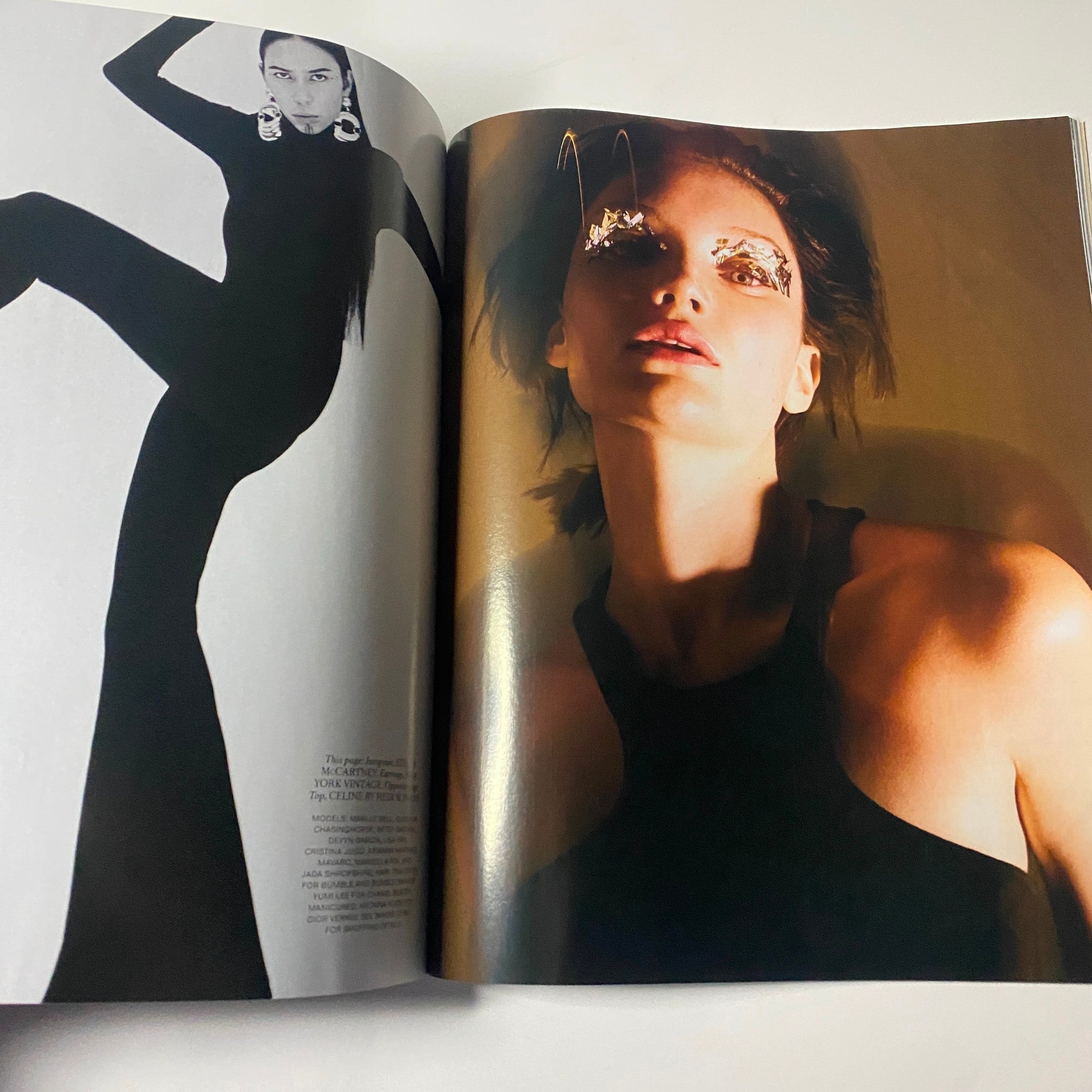 Striking editorial from Harper's Bazaar Magazine September 2021 featuring a model in dramatic poses and glamorous styling.