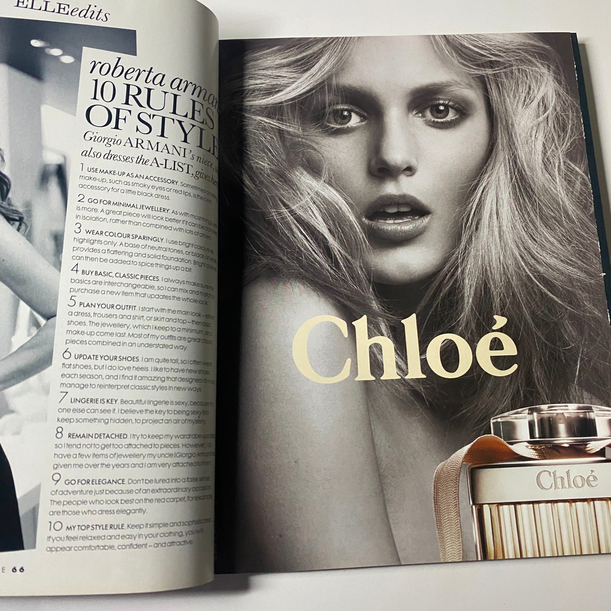 Chloé perfume advertisement from Elle UK Magazine May 2008, displaying a captivating model and elegant product presentation.
